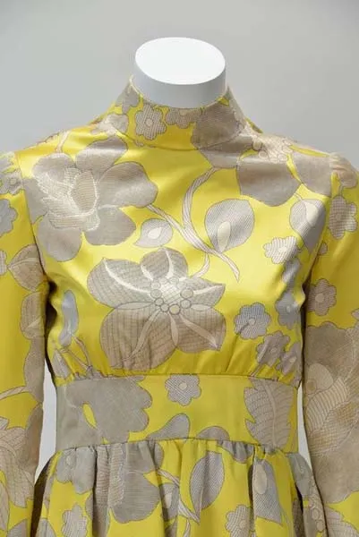 1960s George Halley Yellow Silk Tunic and Pant Suit
