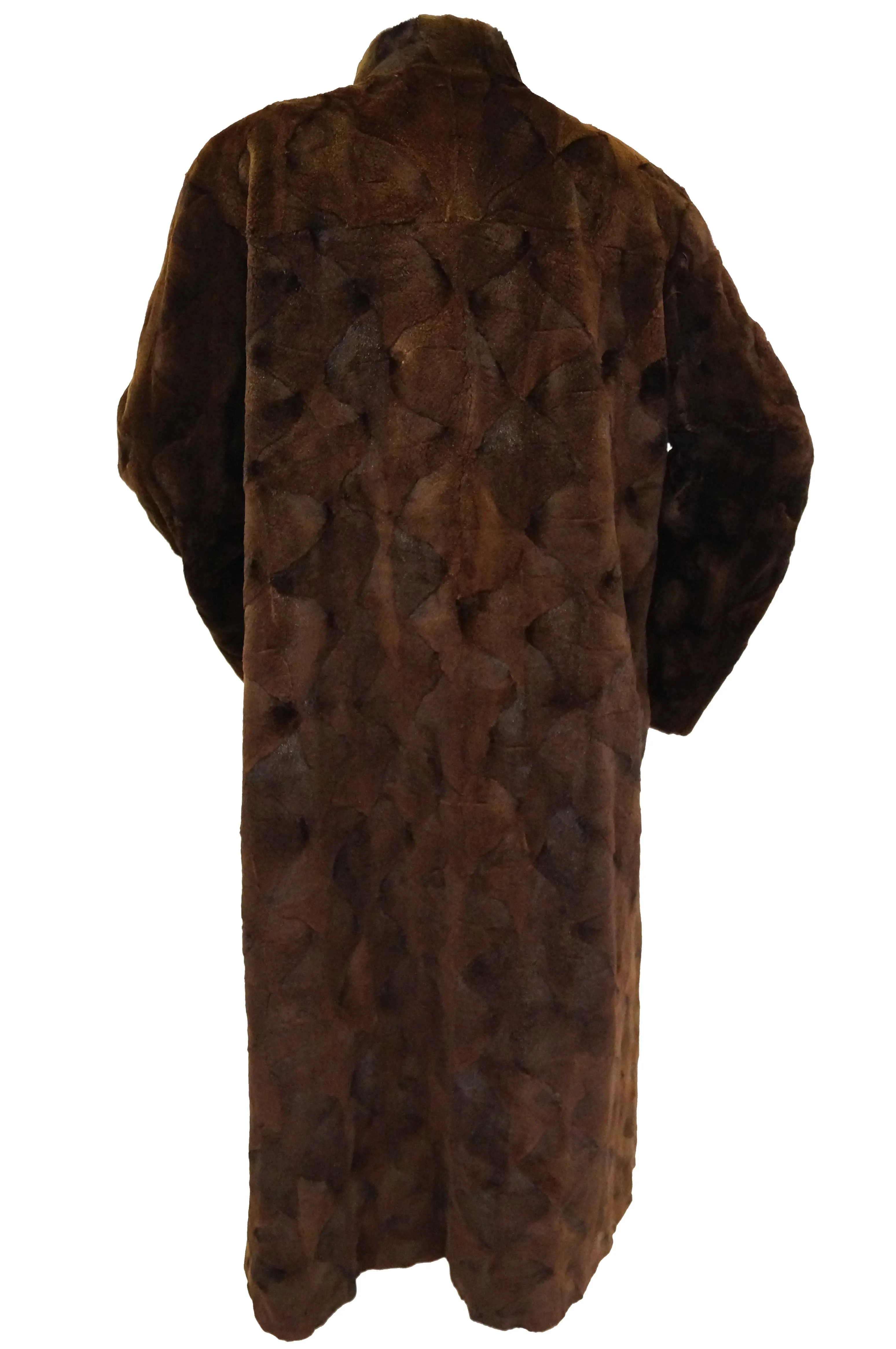 1980s Geometric Sheared Mink Coat XL 14