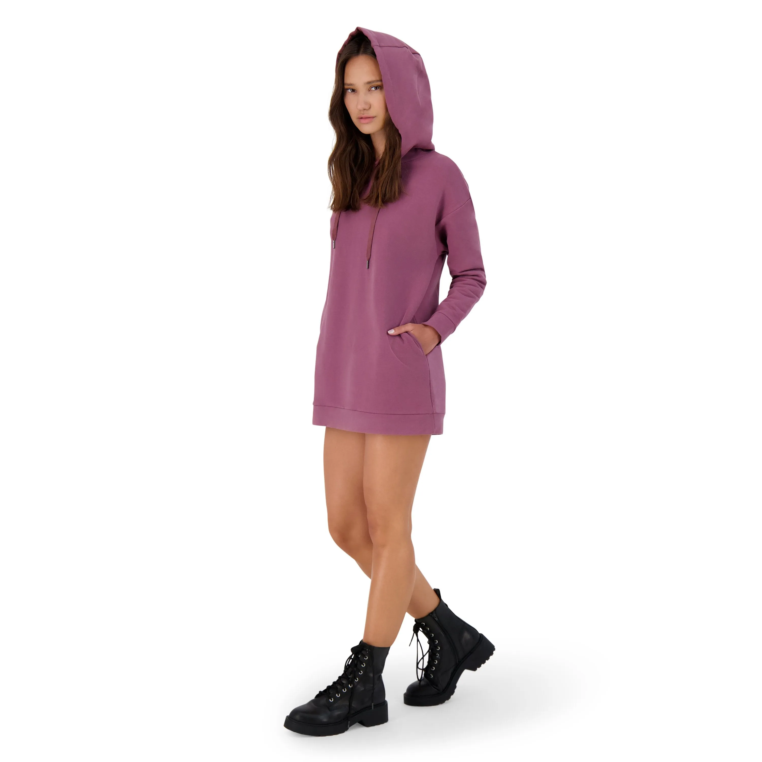 2 BLESSED 2 STRESS TUNIC HOODIE PLUM