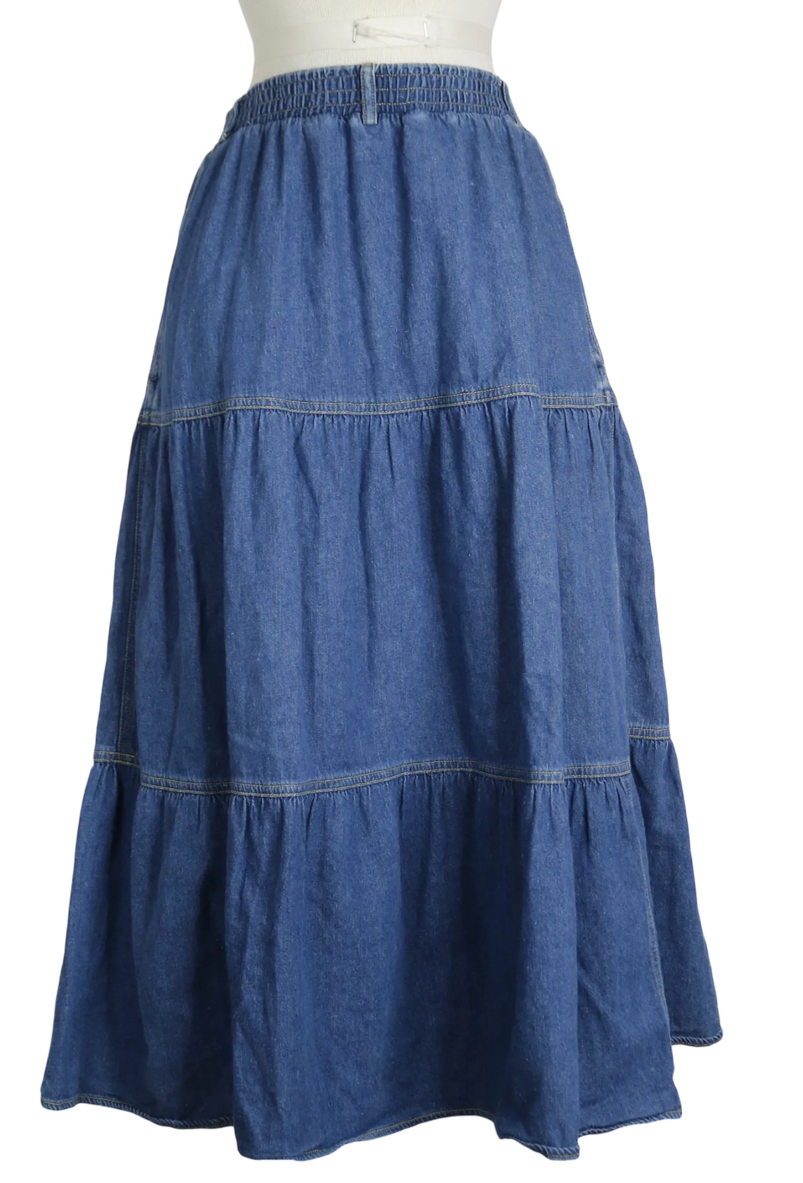 80s Chaus Denim Tiered Skirt        S