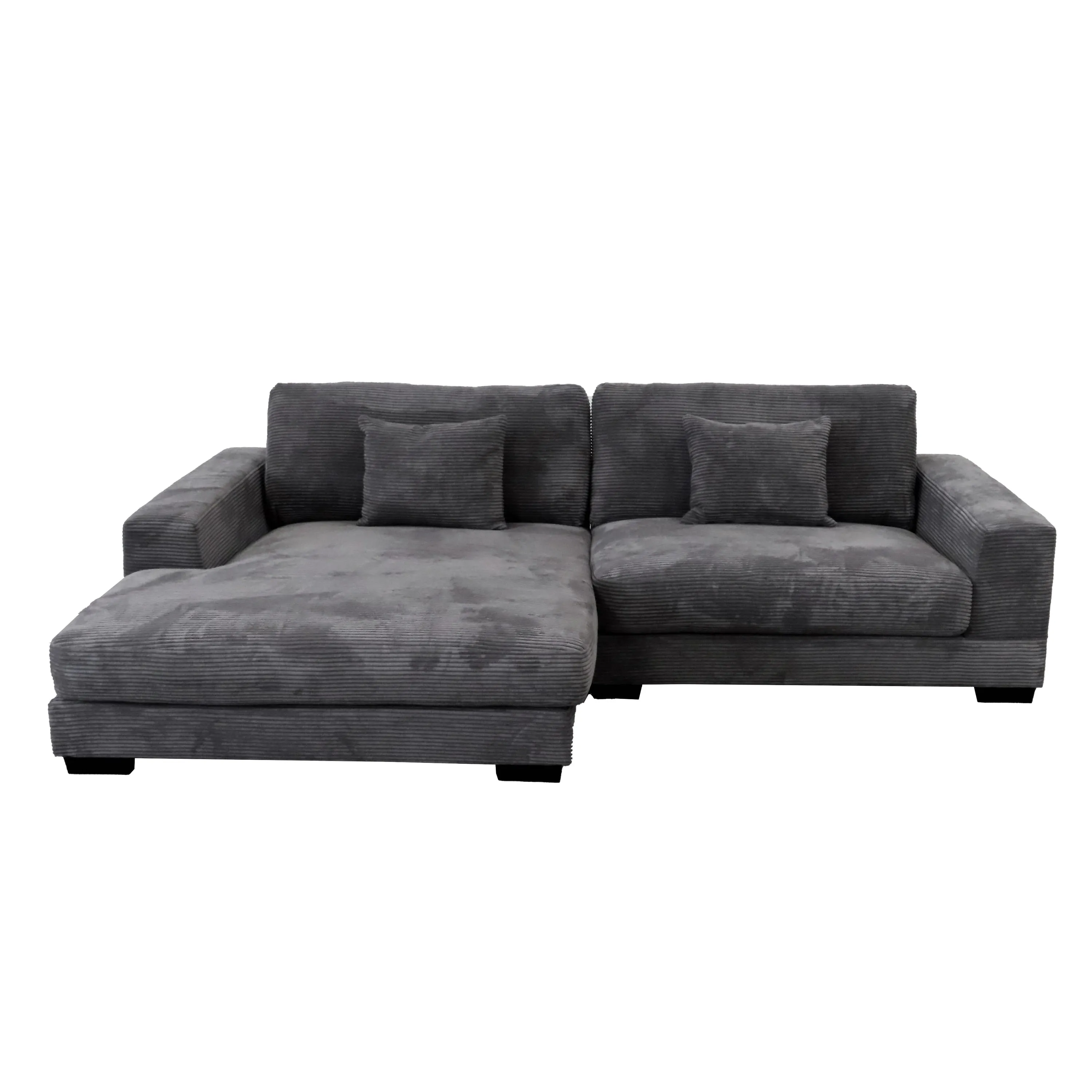 Bella Grey Corduroy Left-Facing 2-piece Sectional
