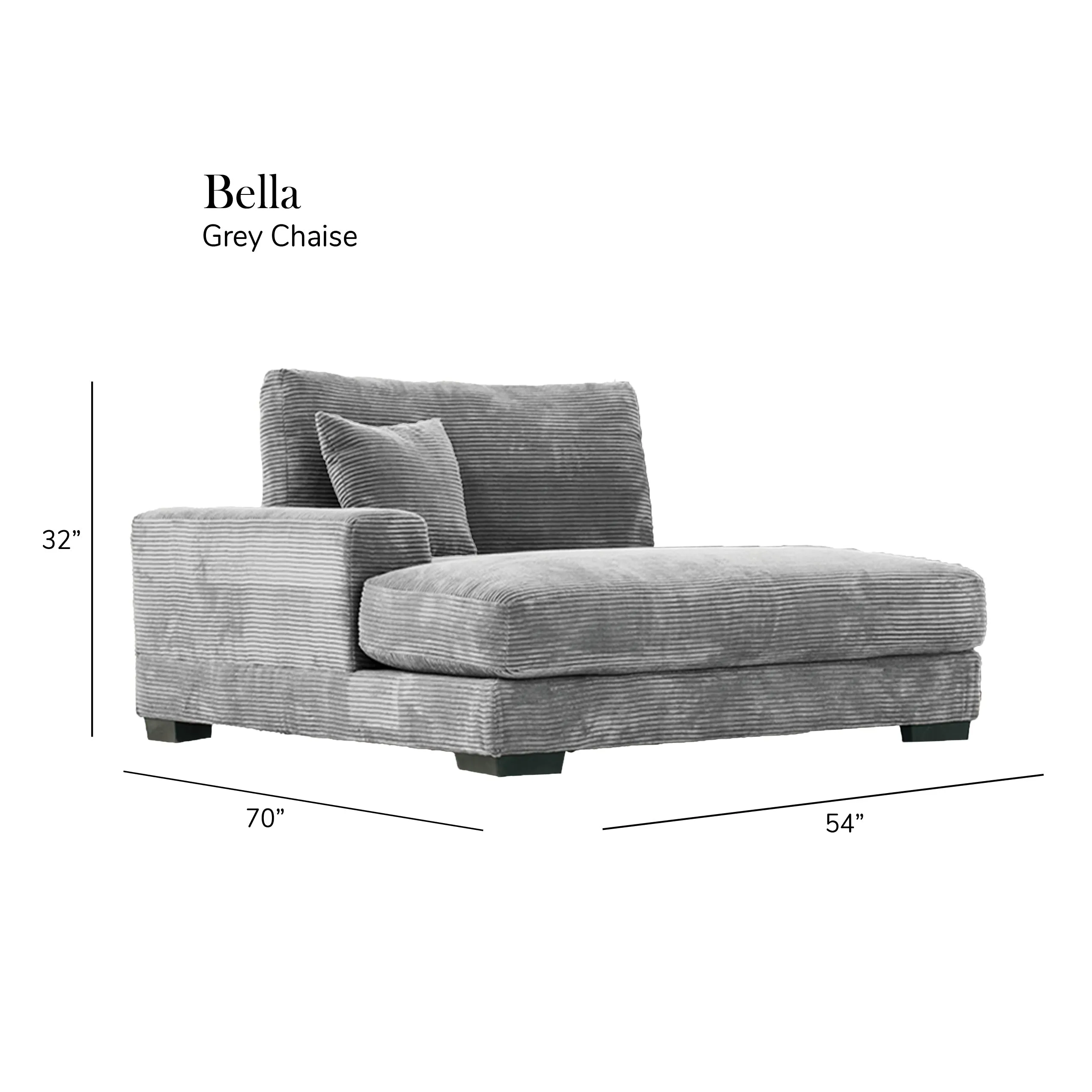 Bella Grey Corduroy Left-Facing 2-piece Sectional