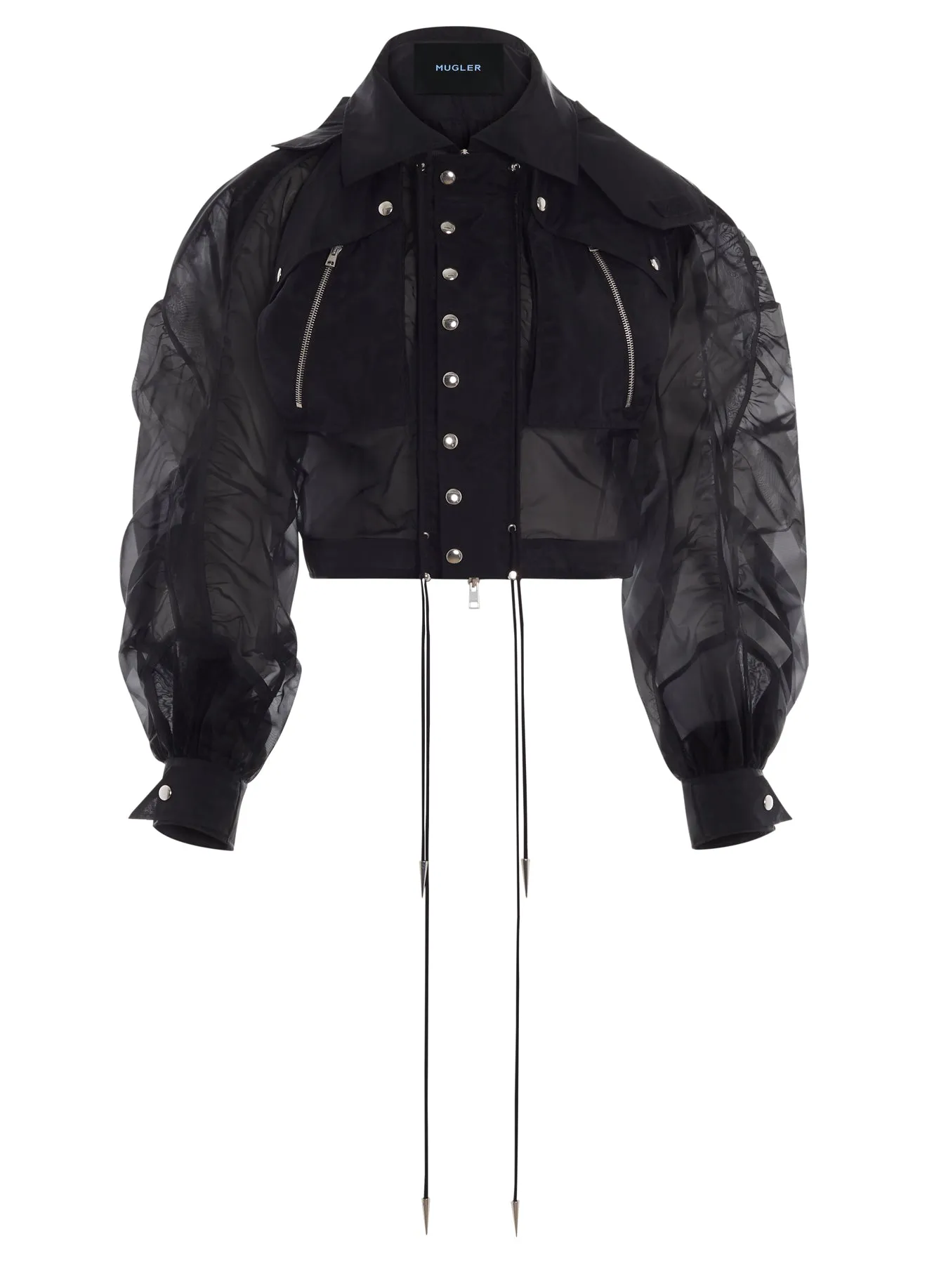 black sheer bomber jacket