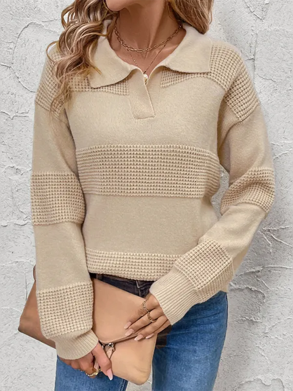 Casual Fall Ribbed Collar Sweater