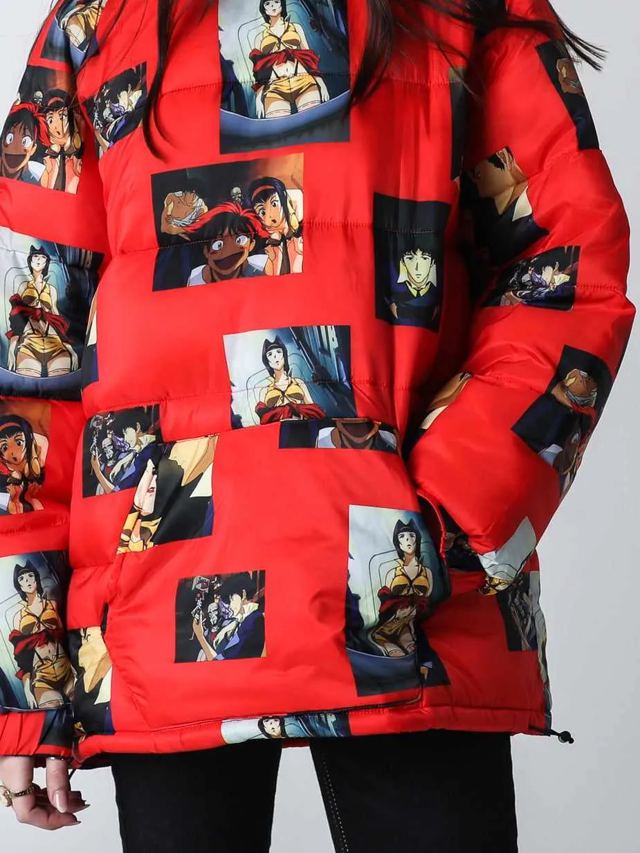 Cowboy Bebop Repeat Red Puffer Hoodie
