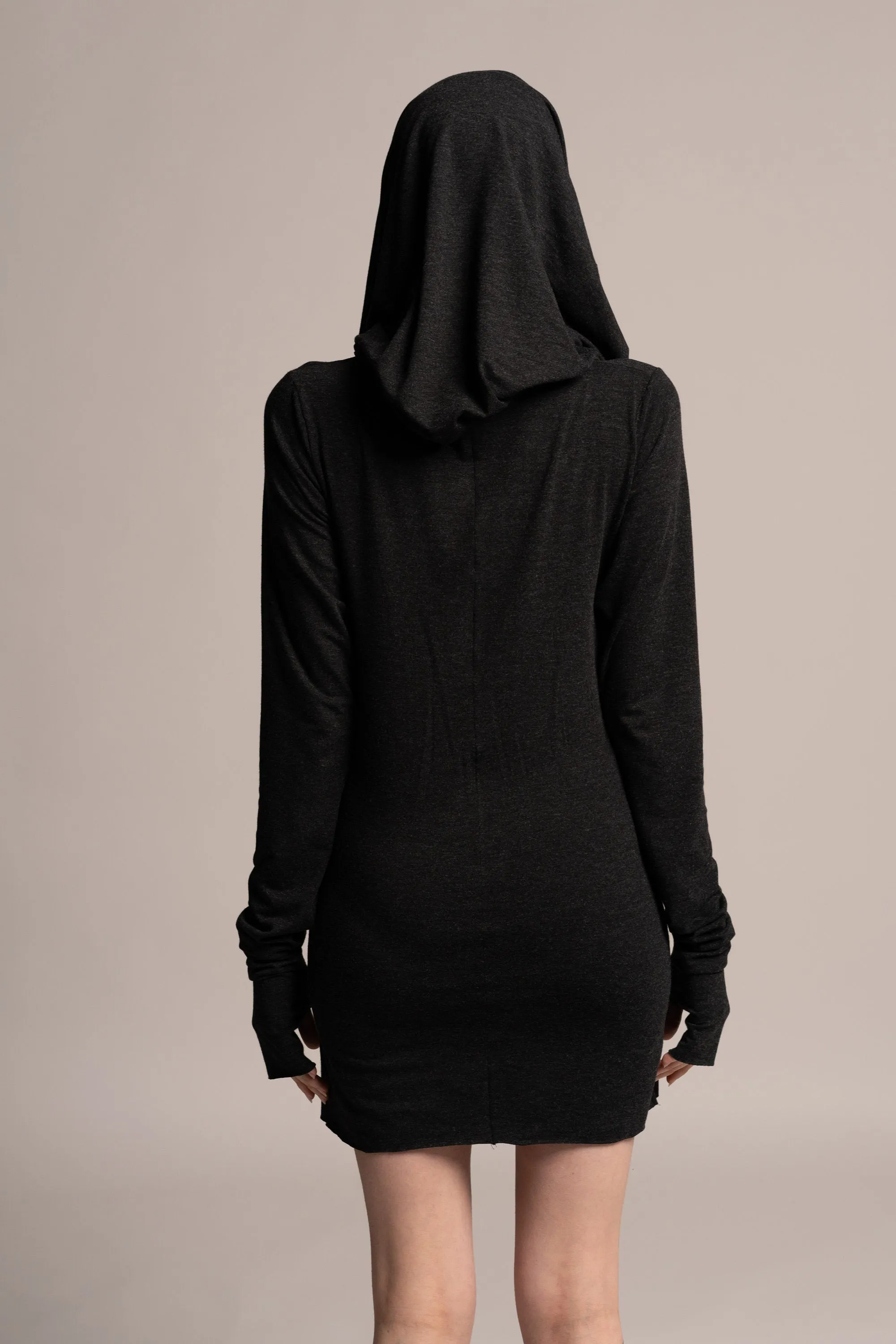 Dark Grey Hoodie Mini Pencil Dress