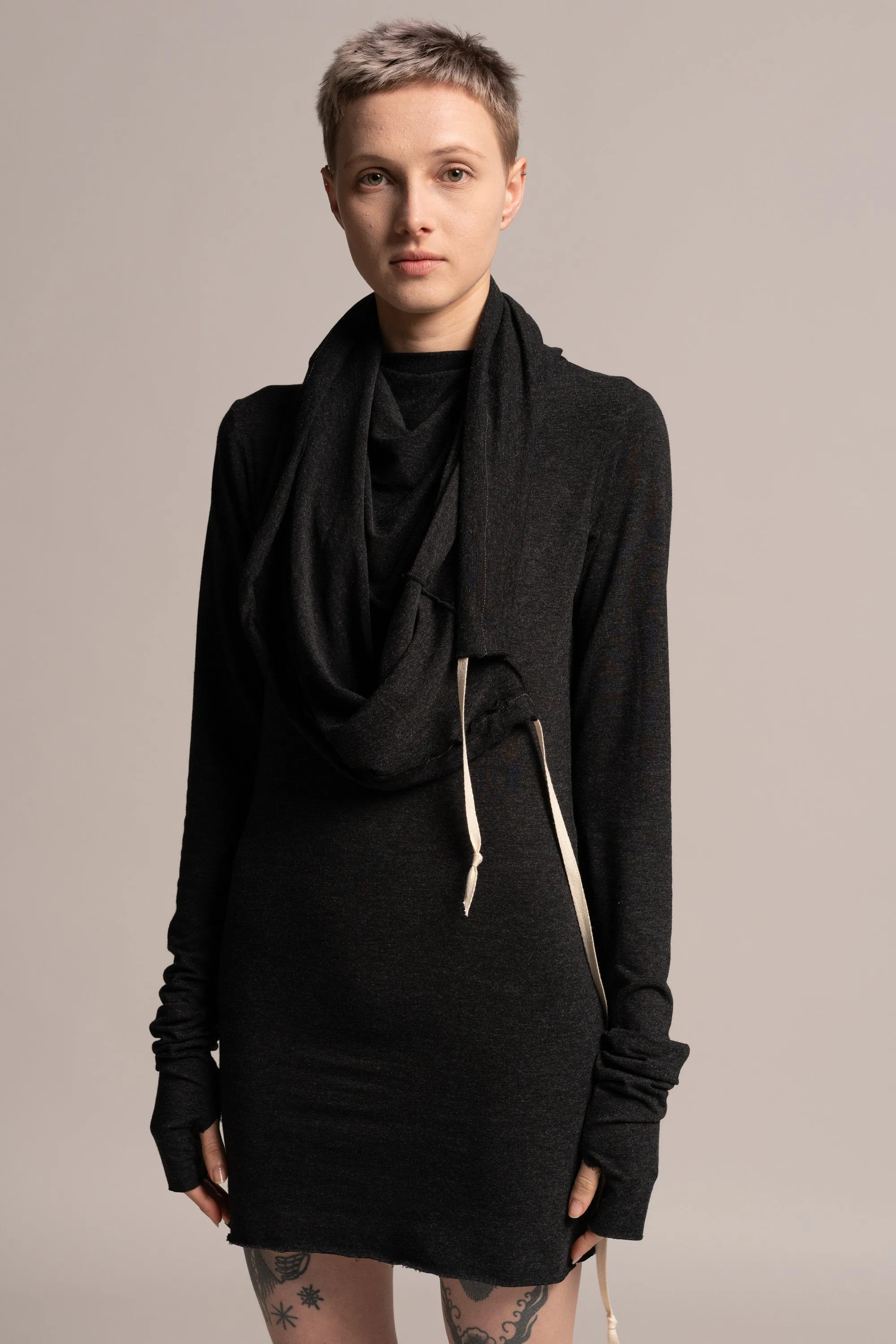 Dark Grey Hoodie Mini Pencil Dress