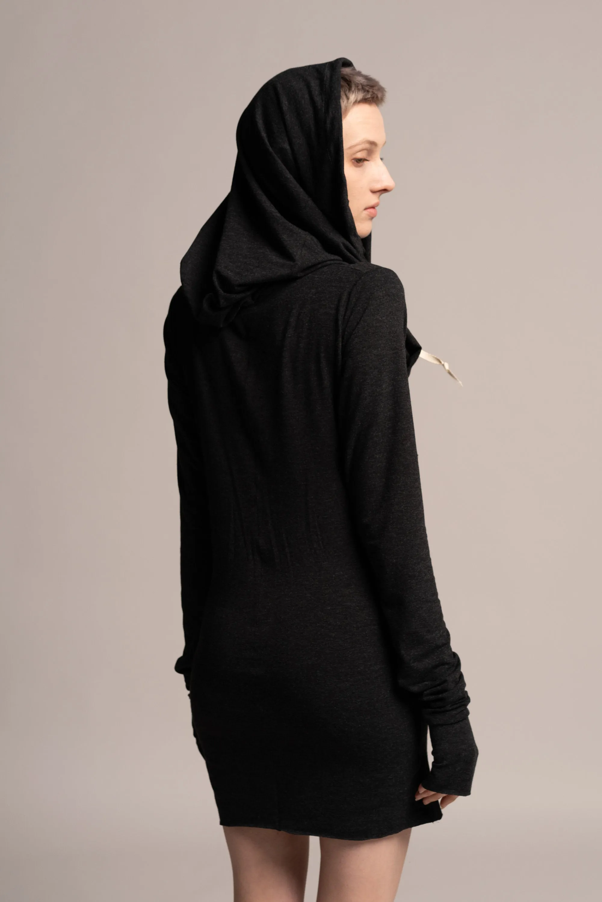 Dark Grey Hoodie Mini Pencil Dress
