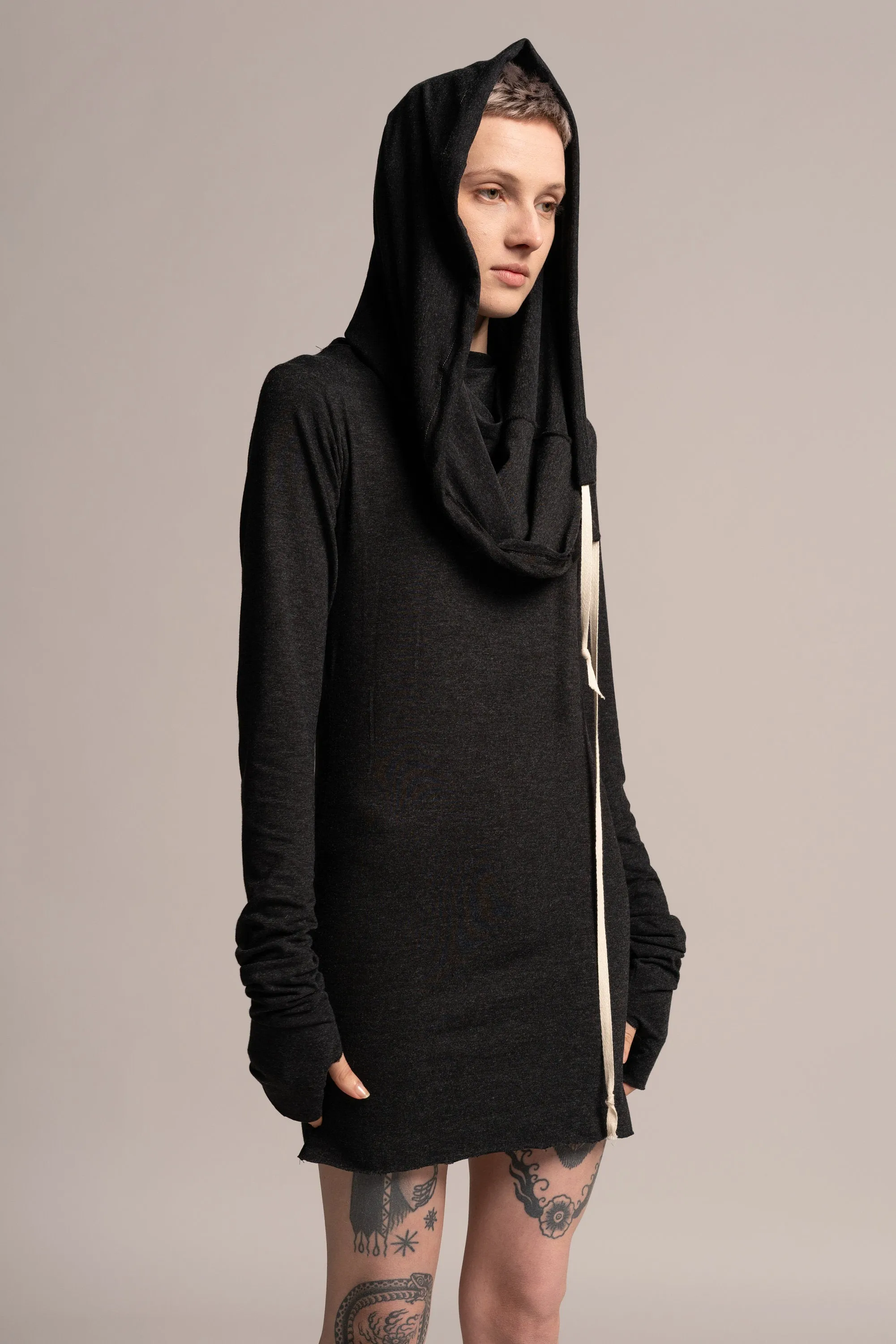 Dark Grey Hoodie Mini Pencil Dress