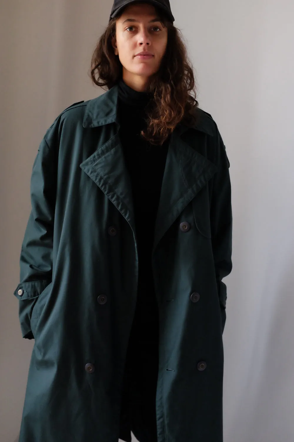 GREEN VINTAGE COAT WITH WARM REMOVABLE LINING