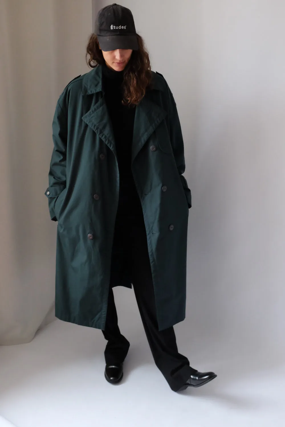 GREEN VINTAGE COAT WITH WARM REMOVABLE LINING