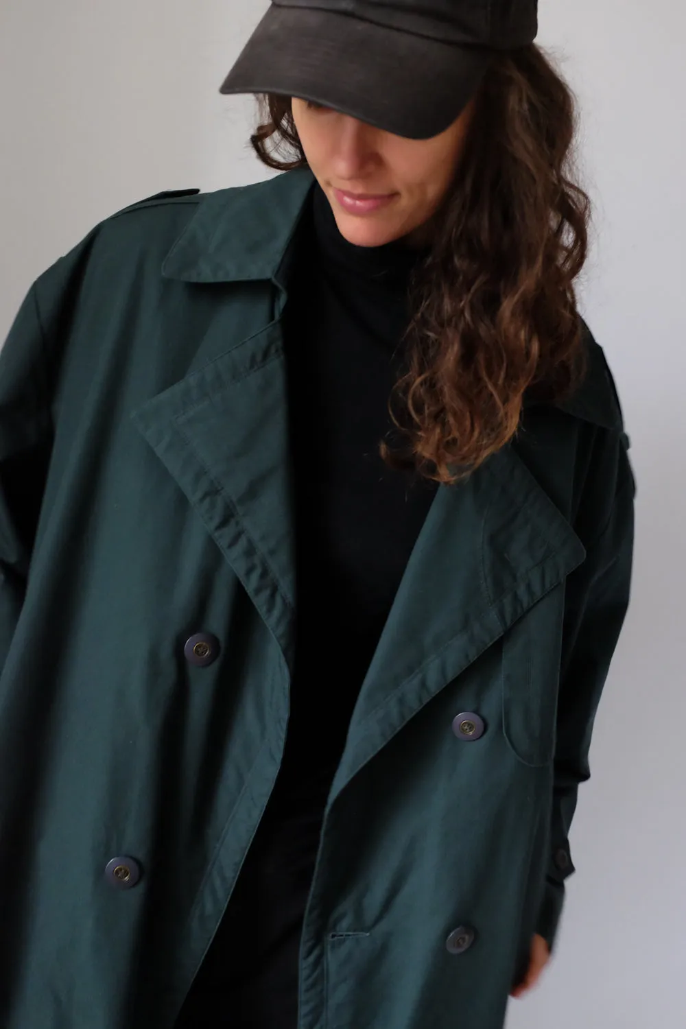 GREEN VINTAGE COAT WITH WARM REMOVABLE LINING