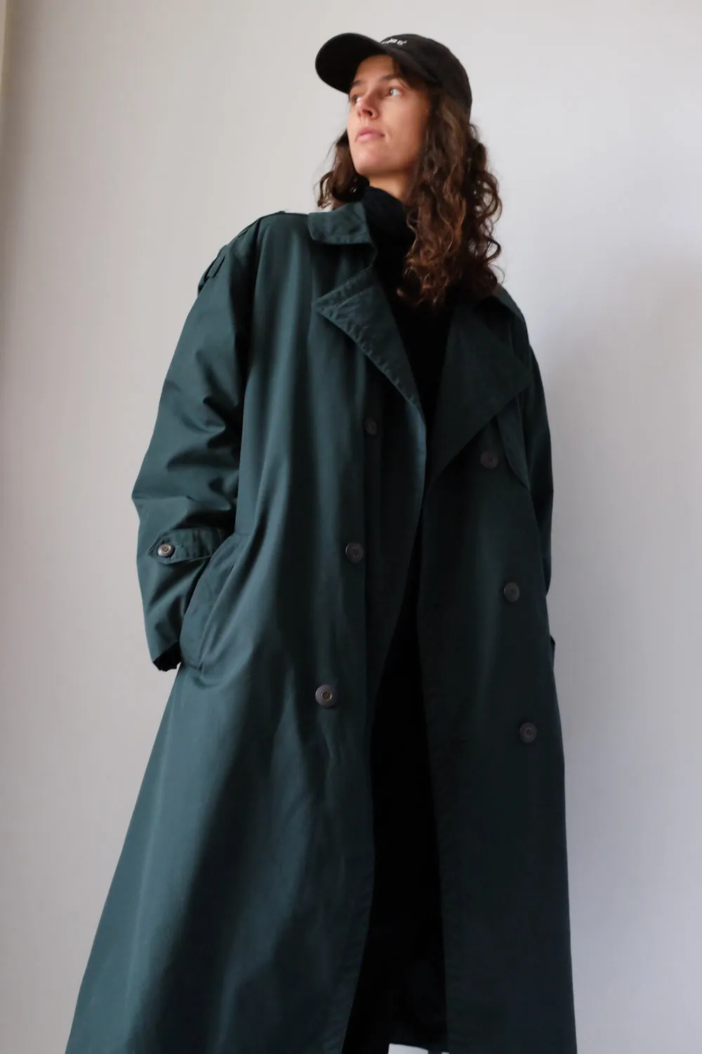 GREEN VINTAGE COAT WITH WARM REMOVABLE LINING