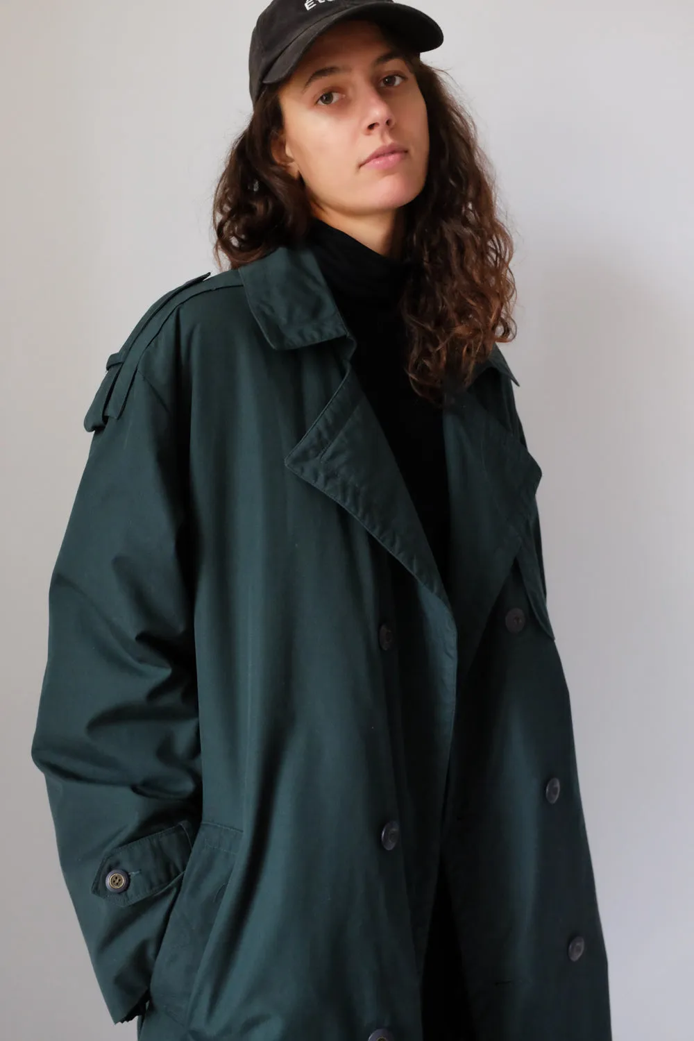 GREEN VINTAGE COAT WITH WARM REMOVABLE LINING