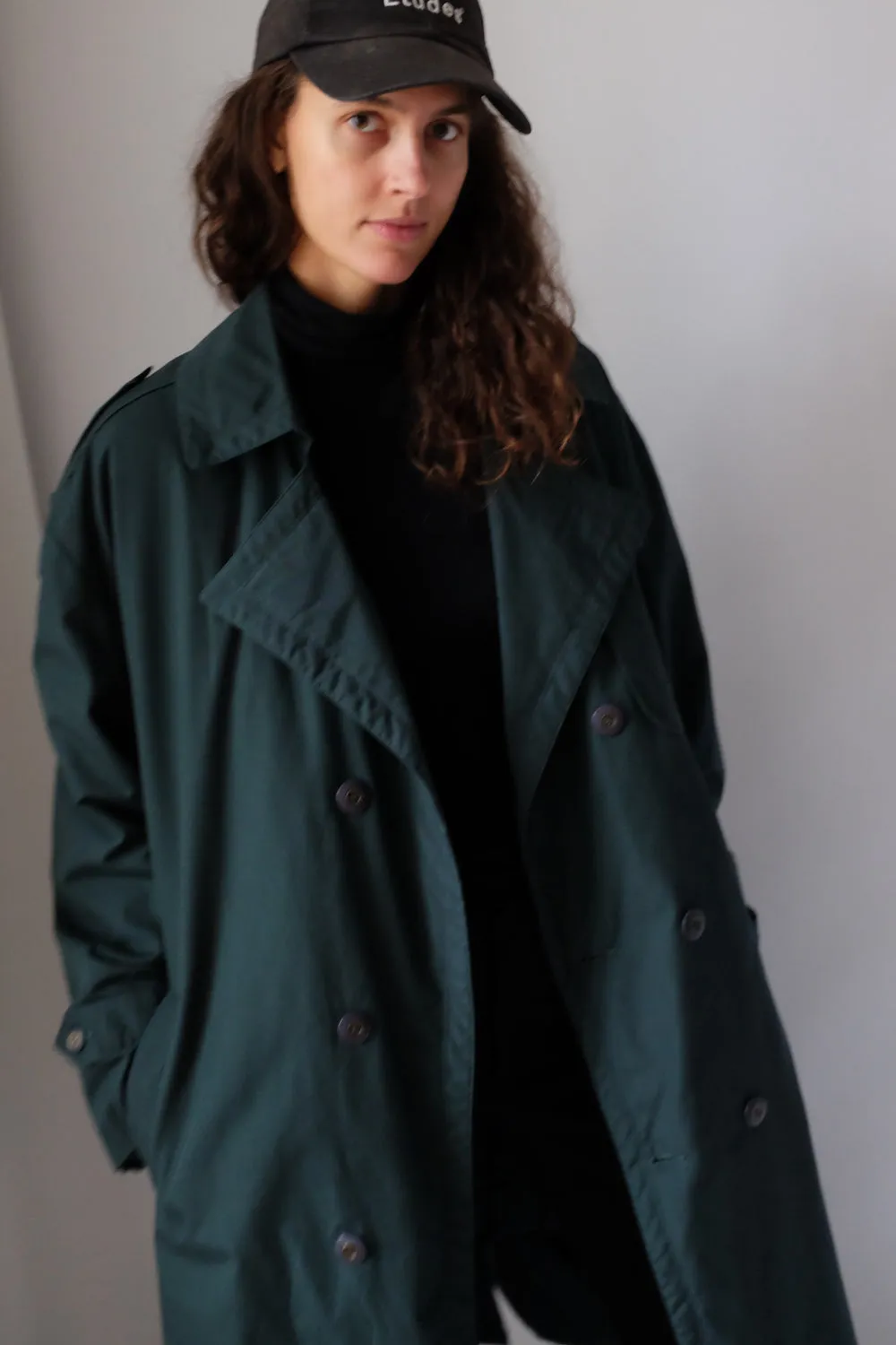 GREEN VINTAGE COAT WITH WARM REMOVABLE LINING