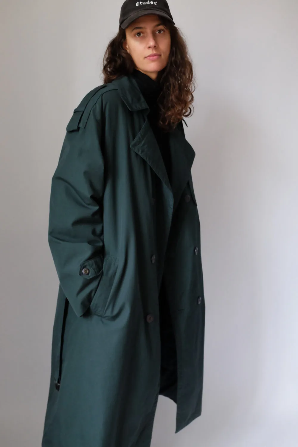GREEN VINTAGE COAT WITH WARM REMOVABLE LINING