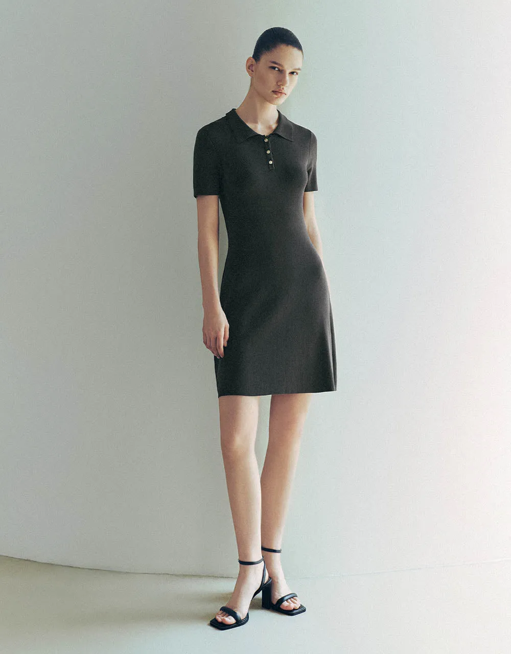Knitted Skinny Polo Dress