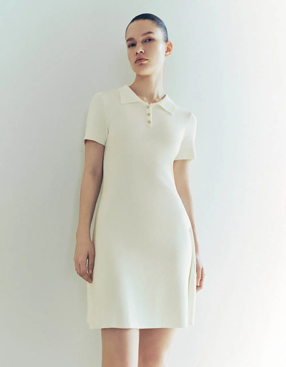 Knitted Skinny Polo Dress