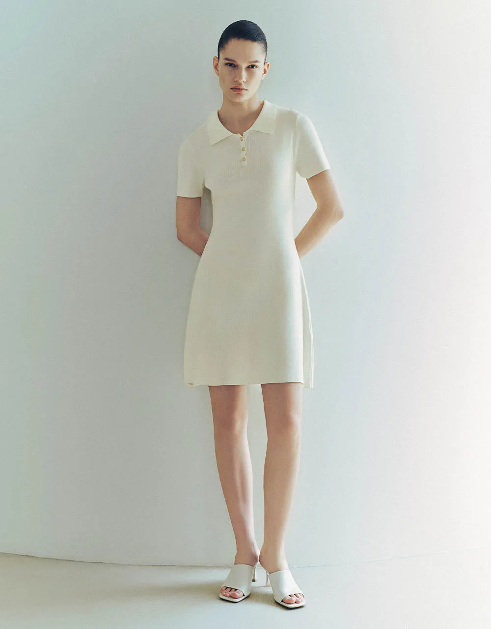 Knitted Skinny Polo Dress