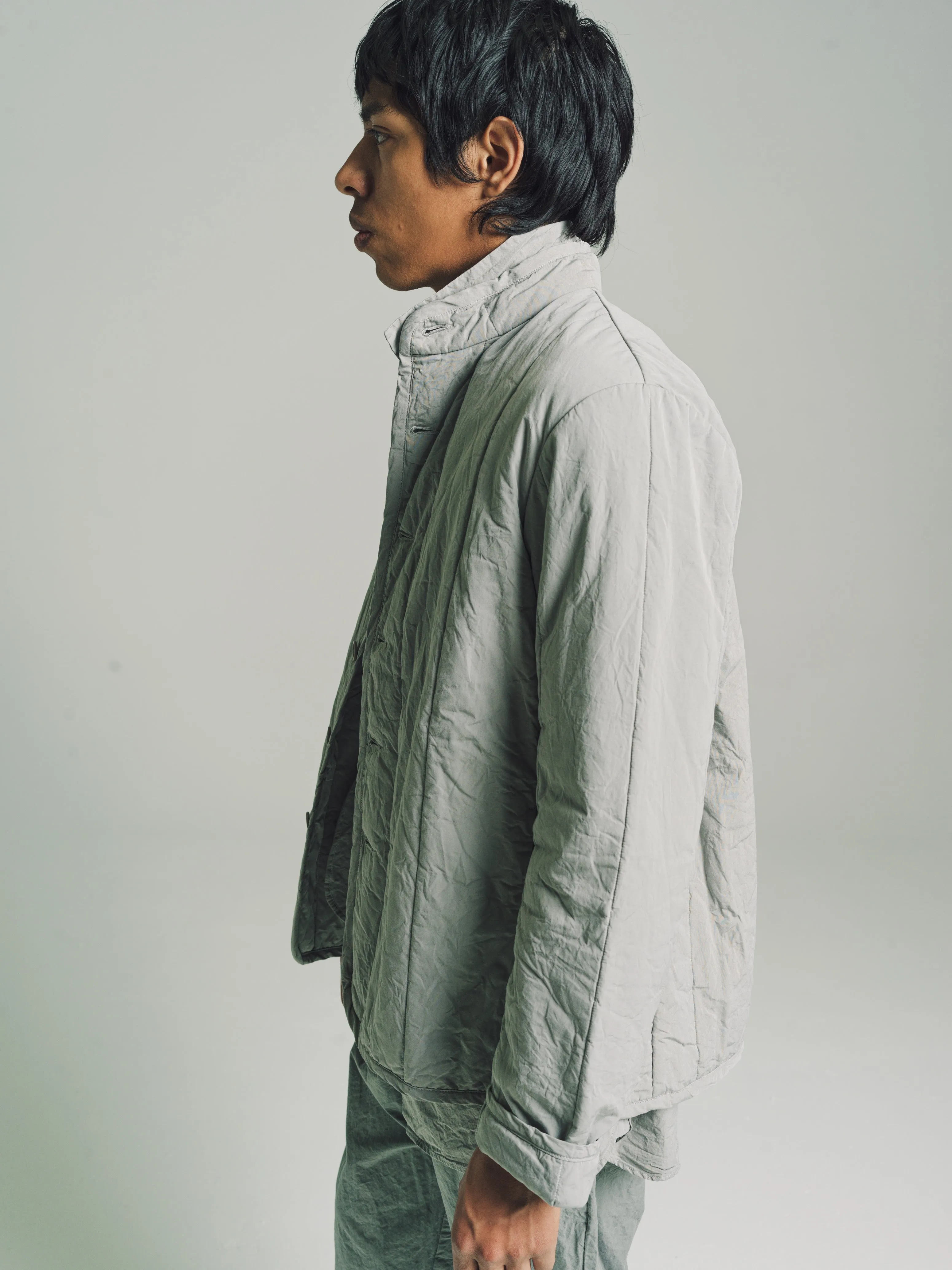 Light Grey Padded Paper Cot Puffy Jacket