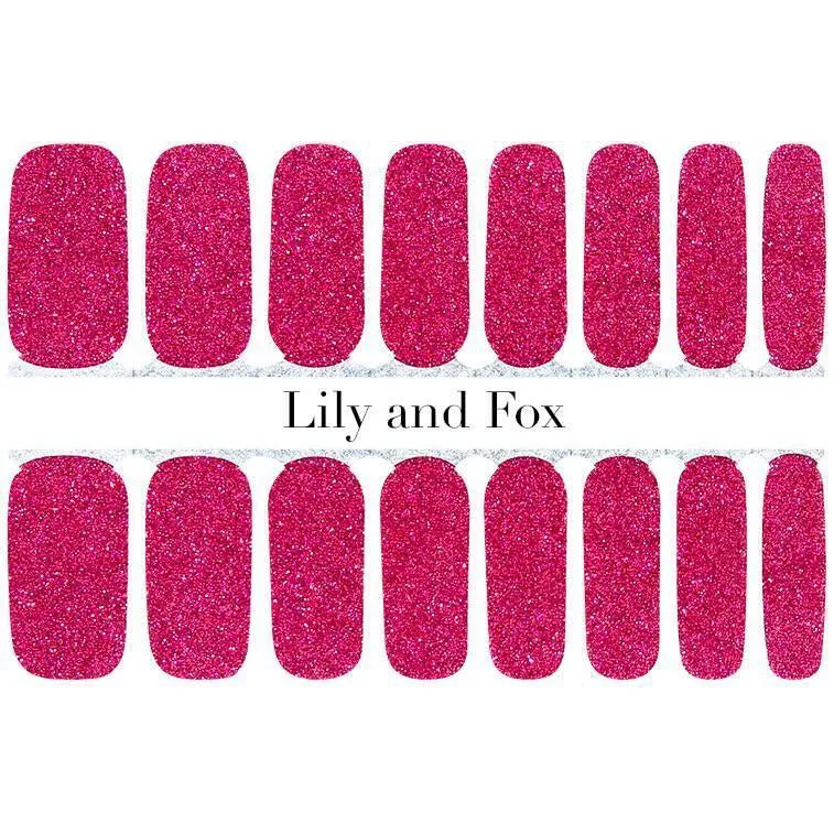 Lily and Fox - Nail Wrap - Lipstick Pink (Glitter)