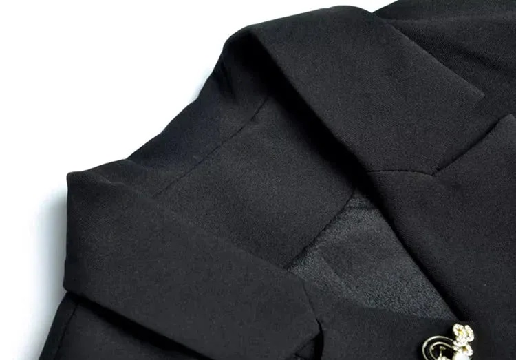 Long-Sleeved Notched Skirts Dress