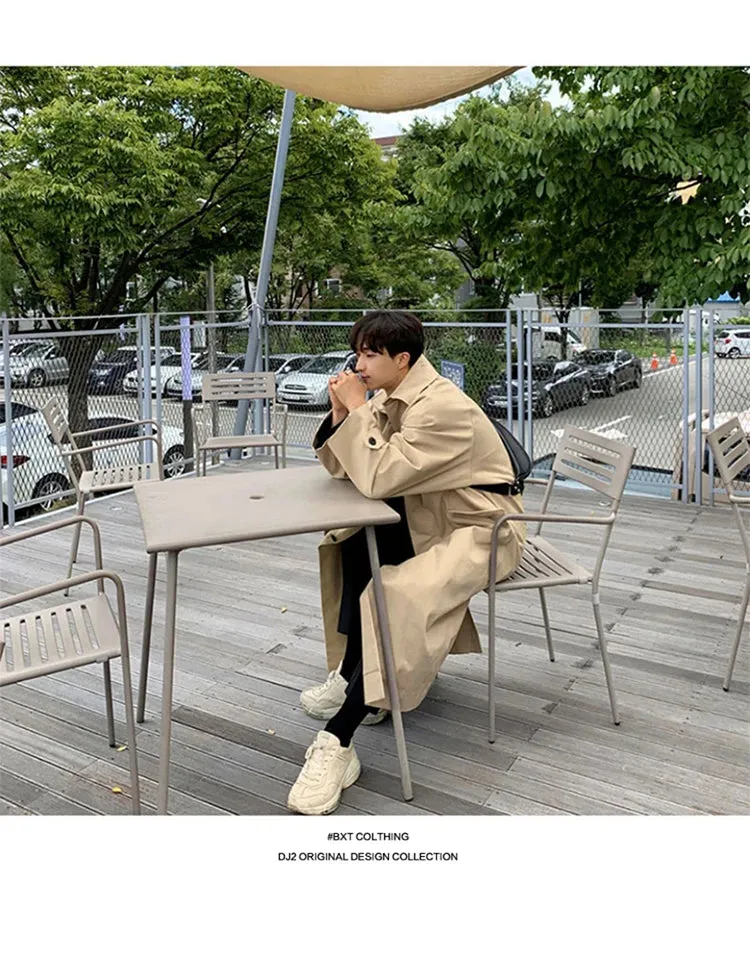 Mauroicardi Spring Autumn Long Oversized Black or Khaki Trench Coat Raglan Sleeve Single Breasted Loose Casual Korean Fashion