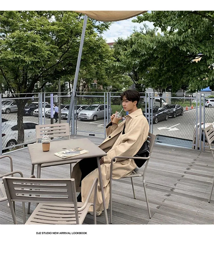 Mauroicardi Spring Autumn Long Oversized Black or Khaki Trench Coat Raglan Sleeve Single Breasted Loose Casual Korean Fashion