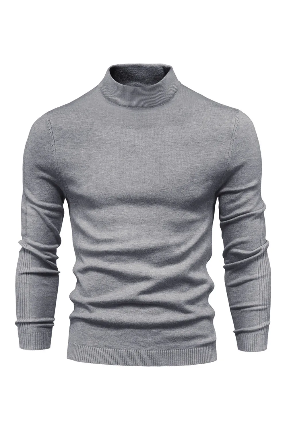 Men's Brown Slim Fit Turtleneck Pullover Knit Sweater