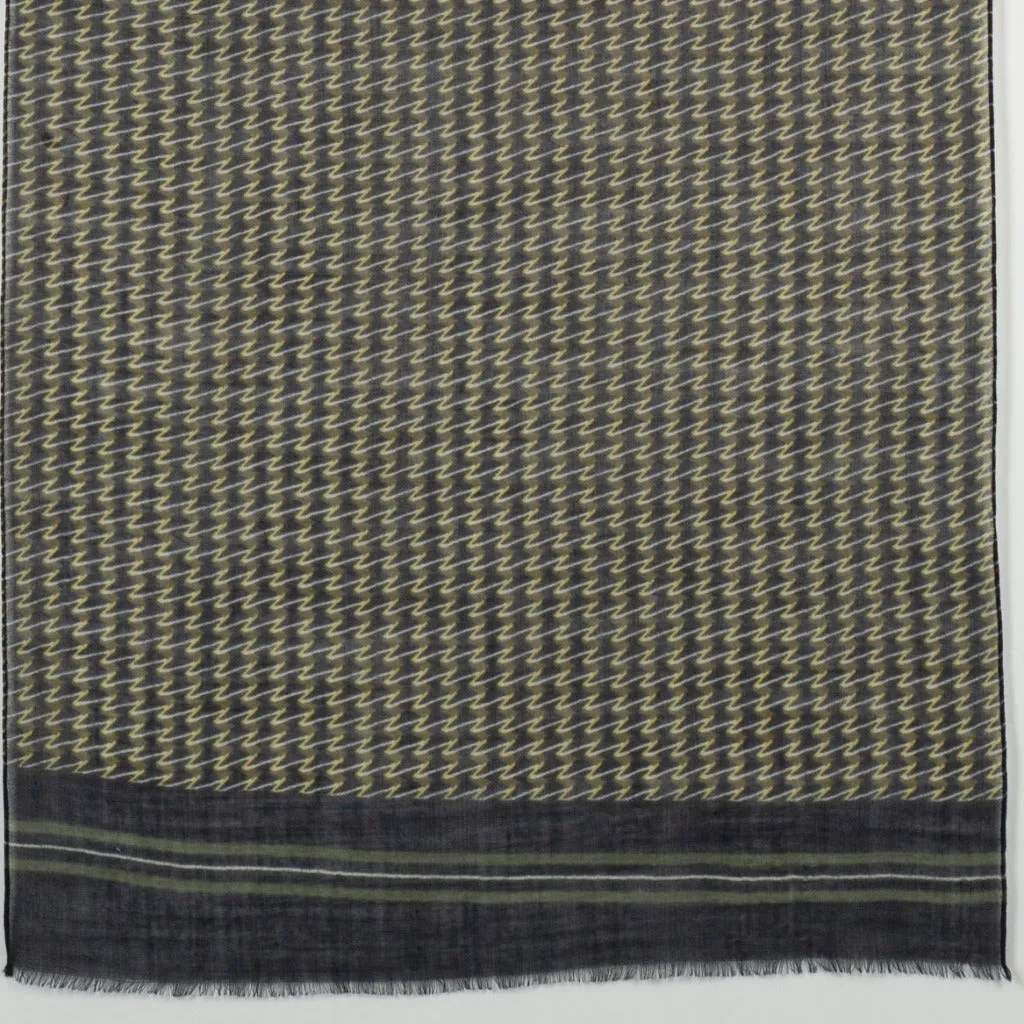 Merino Wool Scarf - Green Yellow Jazzy Waves