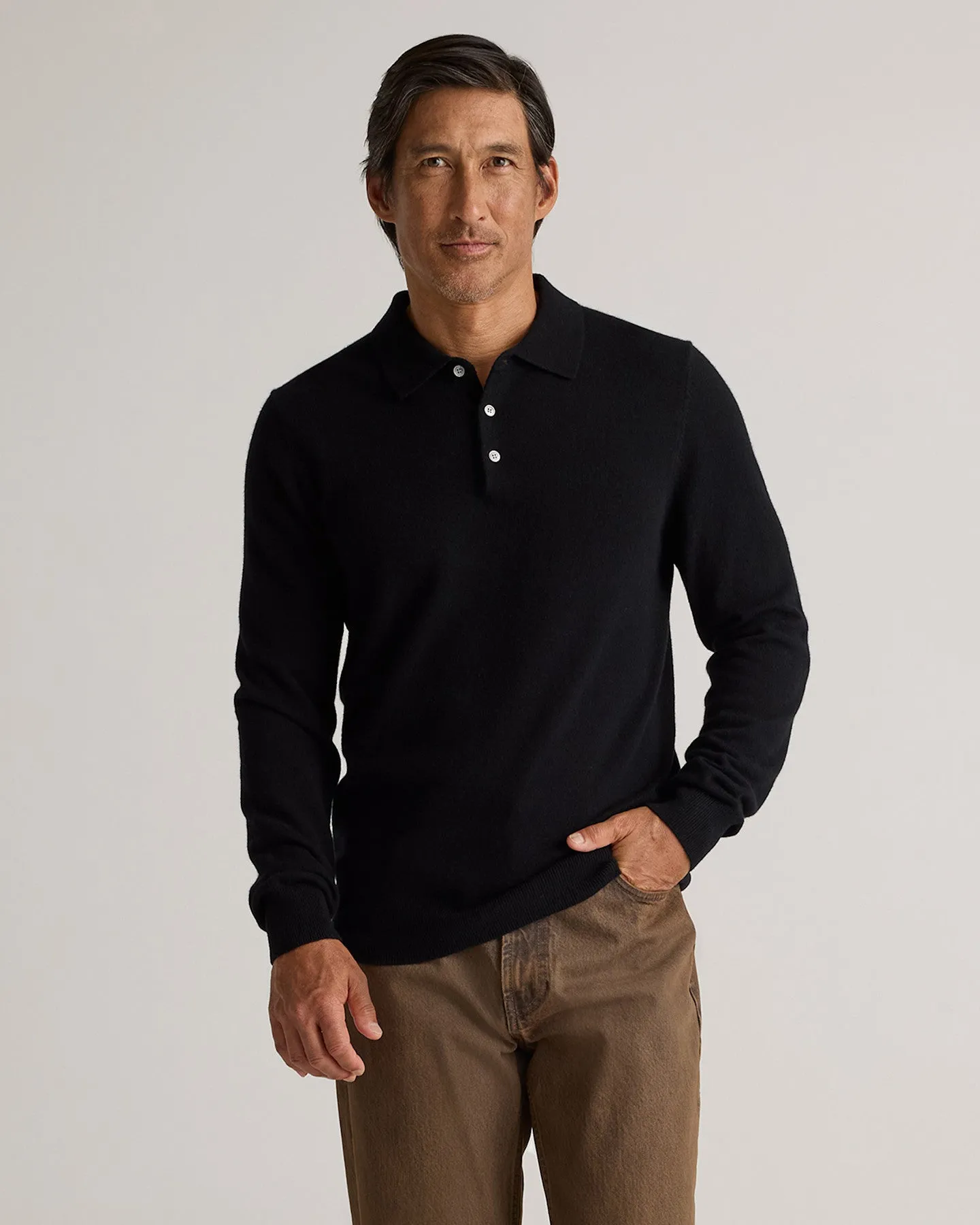 Mongolian Cashmere Polo Sweater