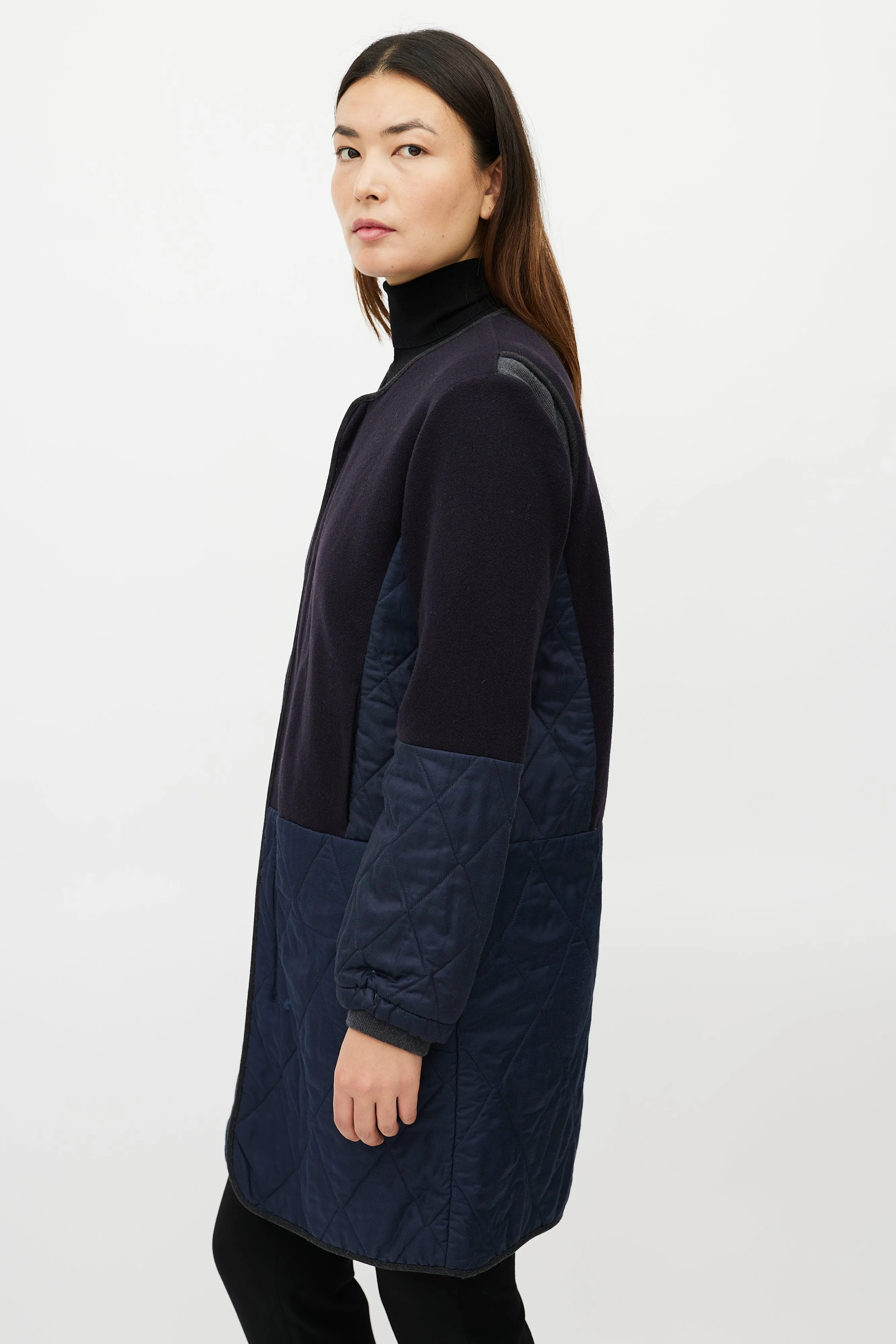 Navy Wool Quilted Jacket