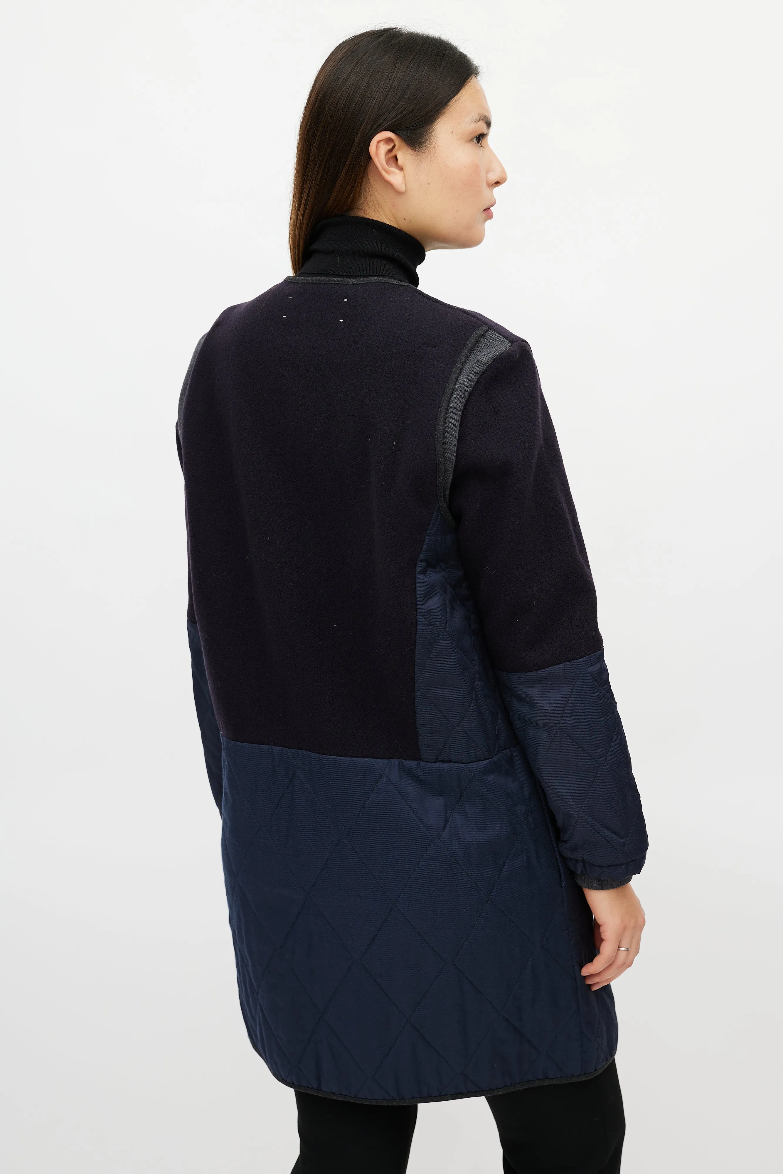Navy Wool Quilted Jacket