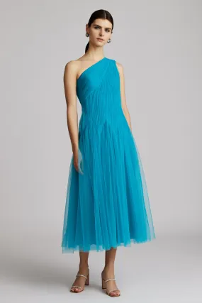 ONE SHOULDER MIDI TULLE DRESS
