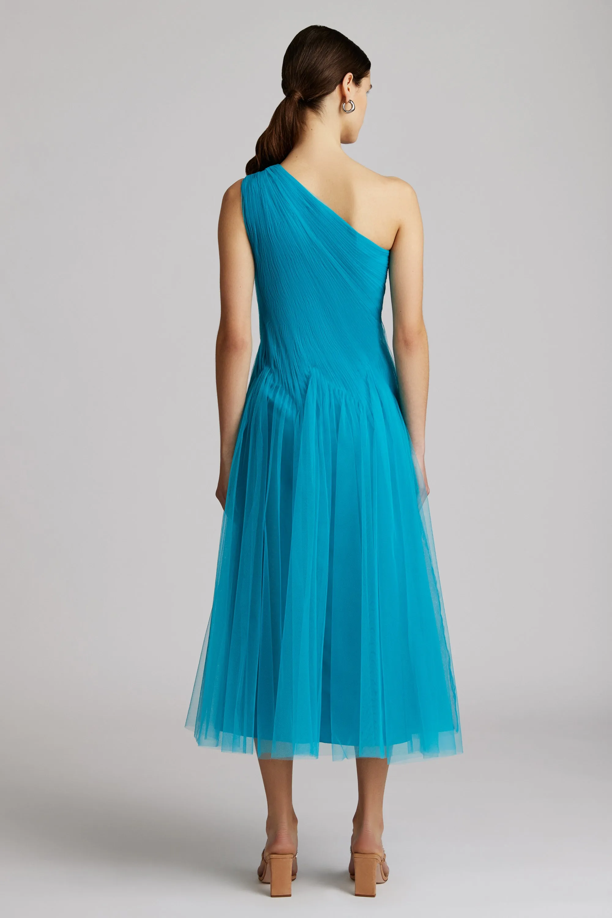 ONE SHOULDER MIDI TULLE DRESS