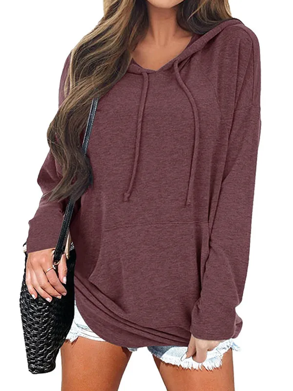 Oversized Long Sleeve Hoodie with Drawstring Pockets