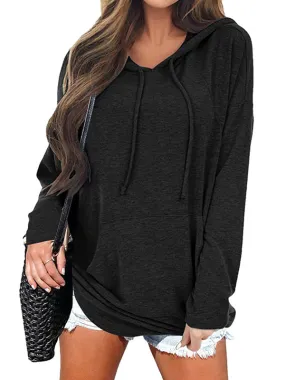 Oversized Long Sleeve Hoodie with Drawstring Pockets