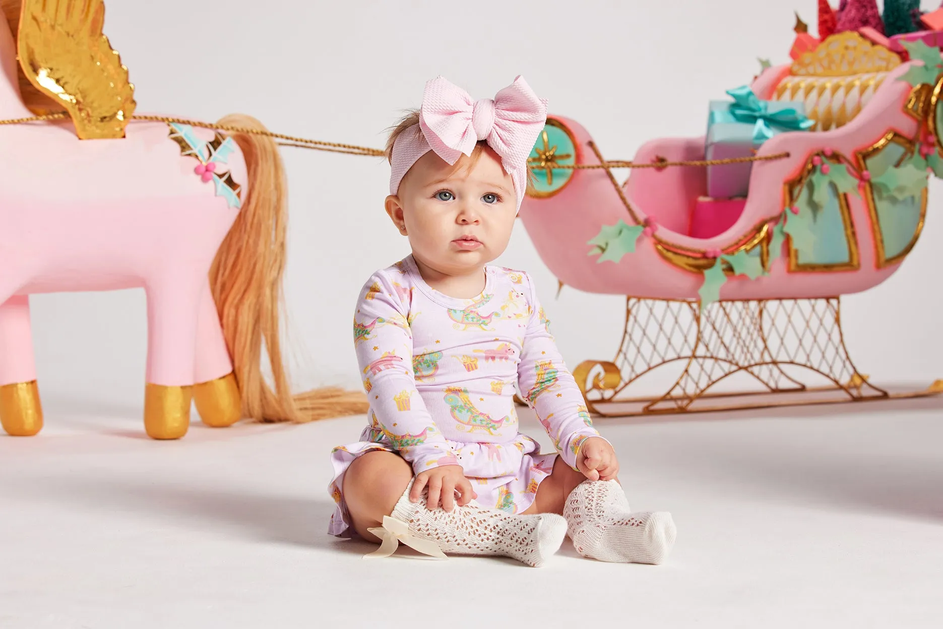 Parisian Sleigh Long Sleeve Twirl Skirt Bodysuit