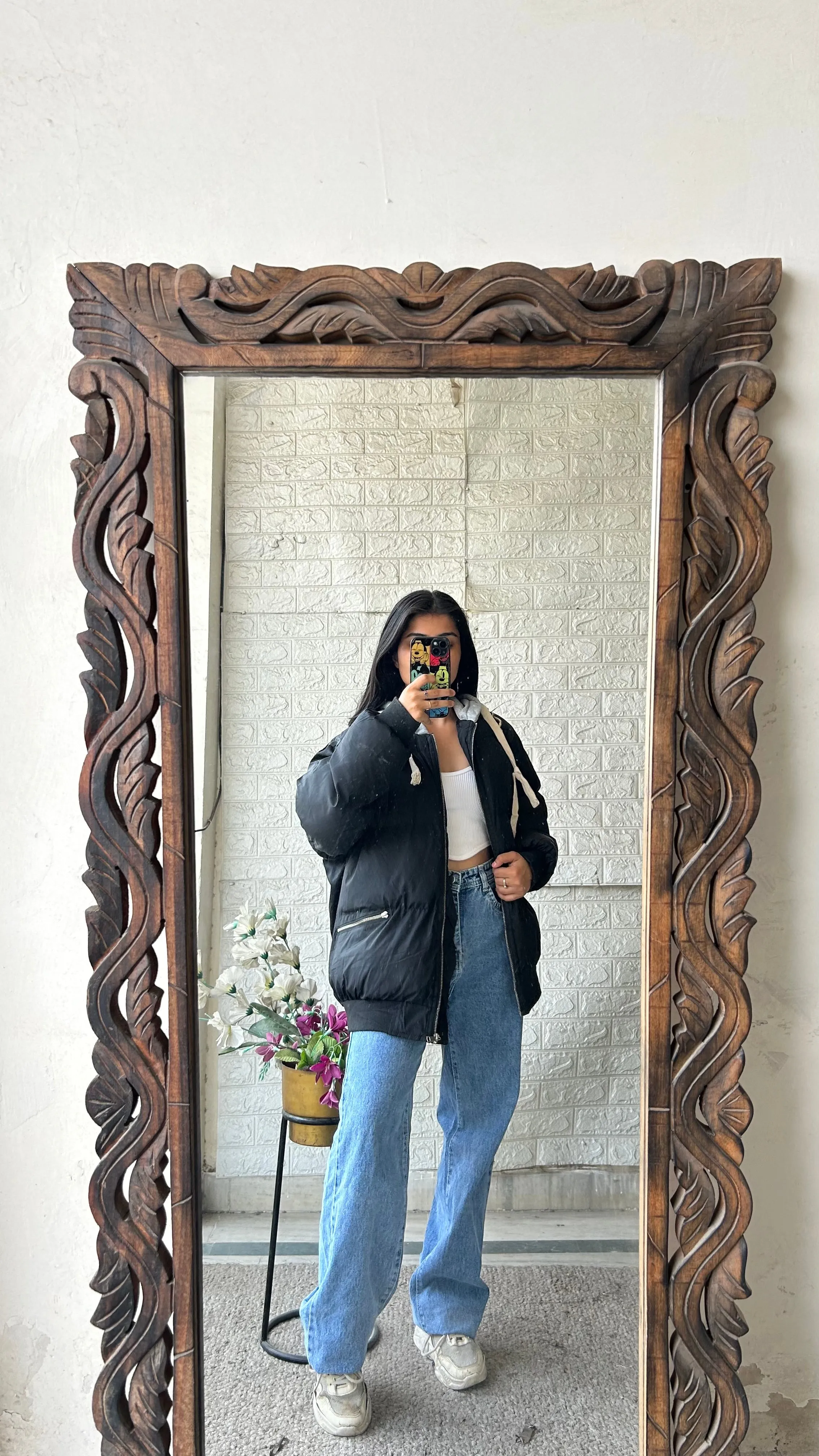 Puffer jacket with hoodie upto bust 50