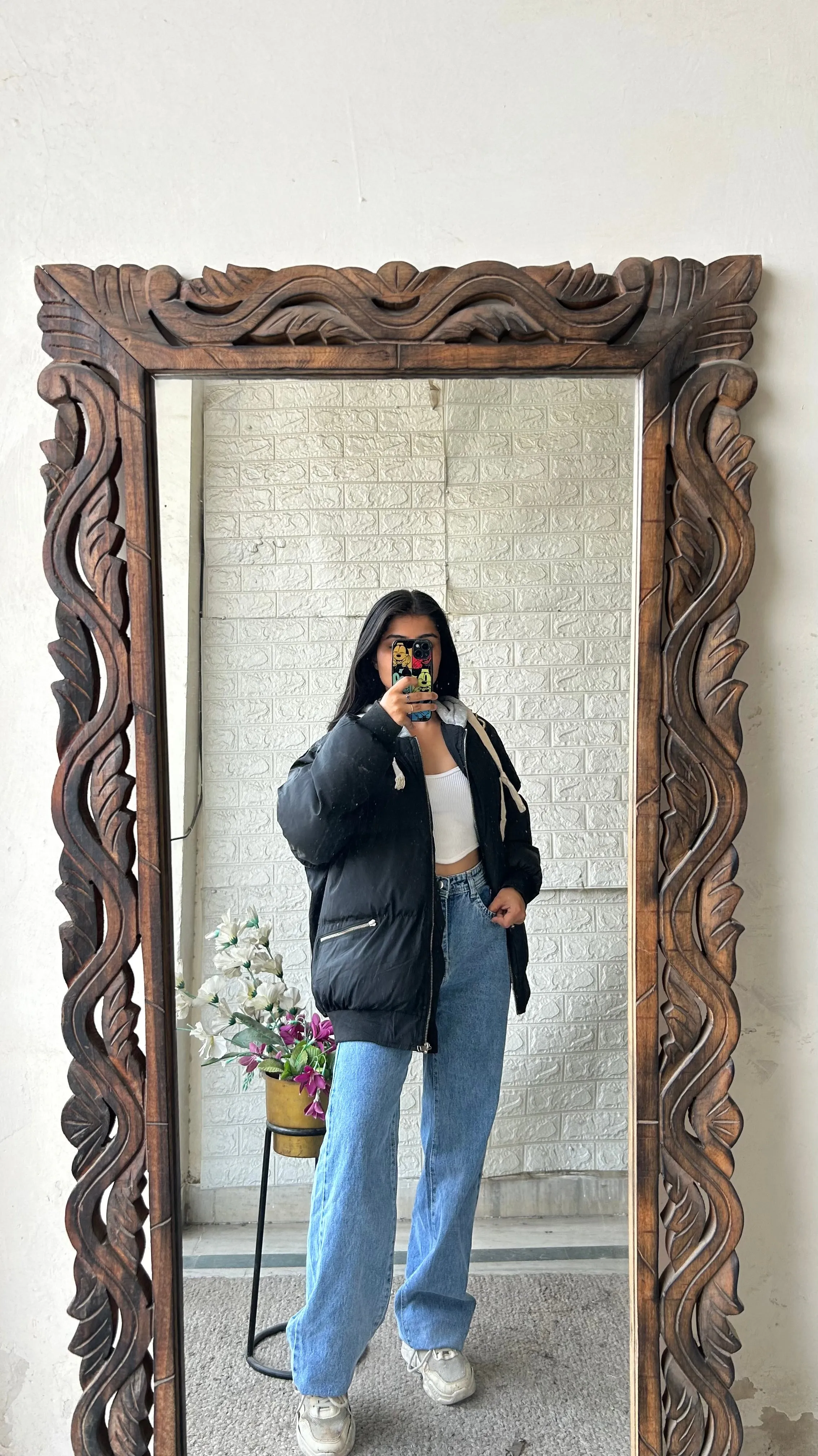 Puffer jacket with hoodie upto bust 50