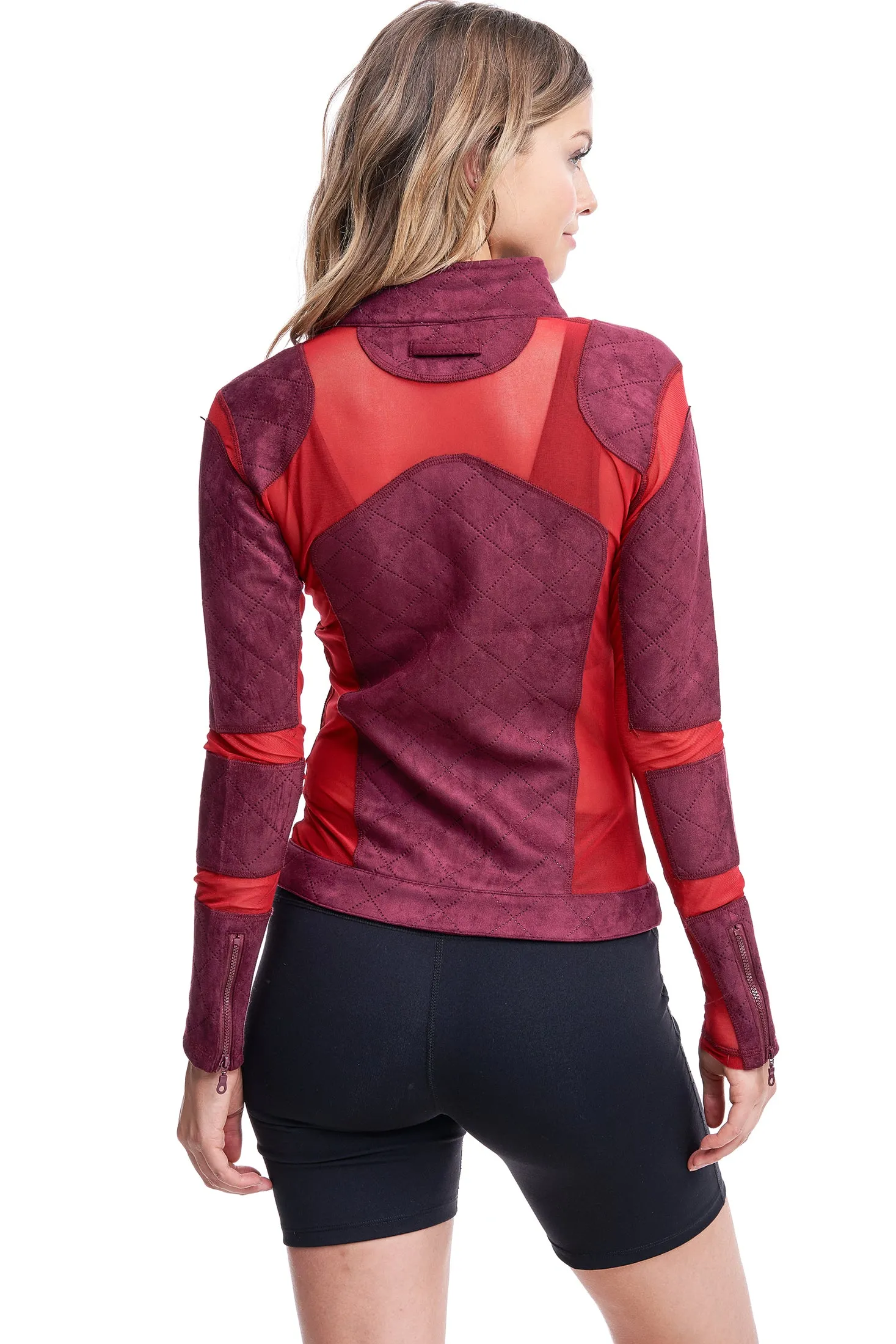 QUILTED MESH JACKET | BURGUNDY