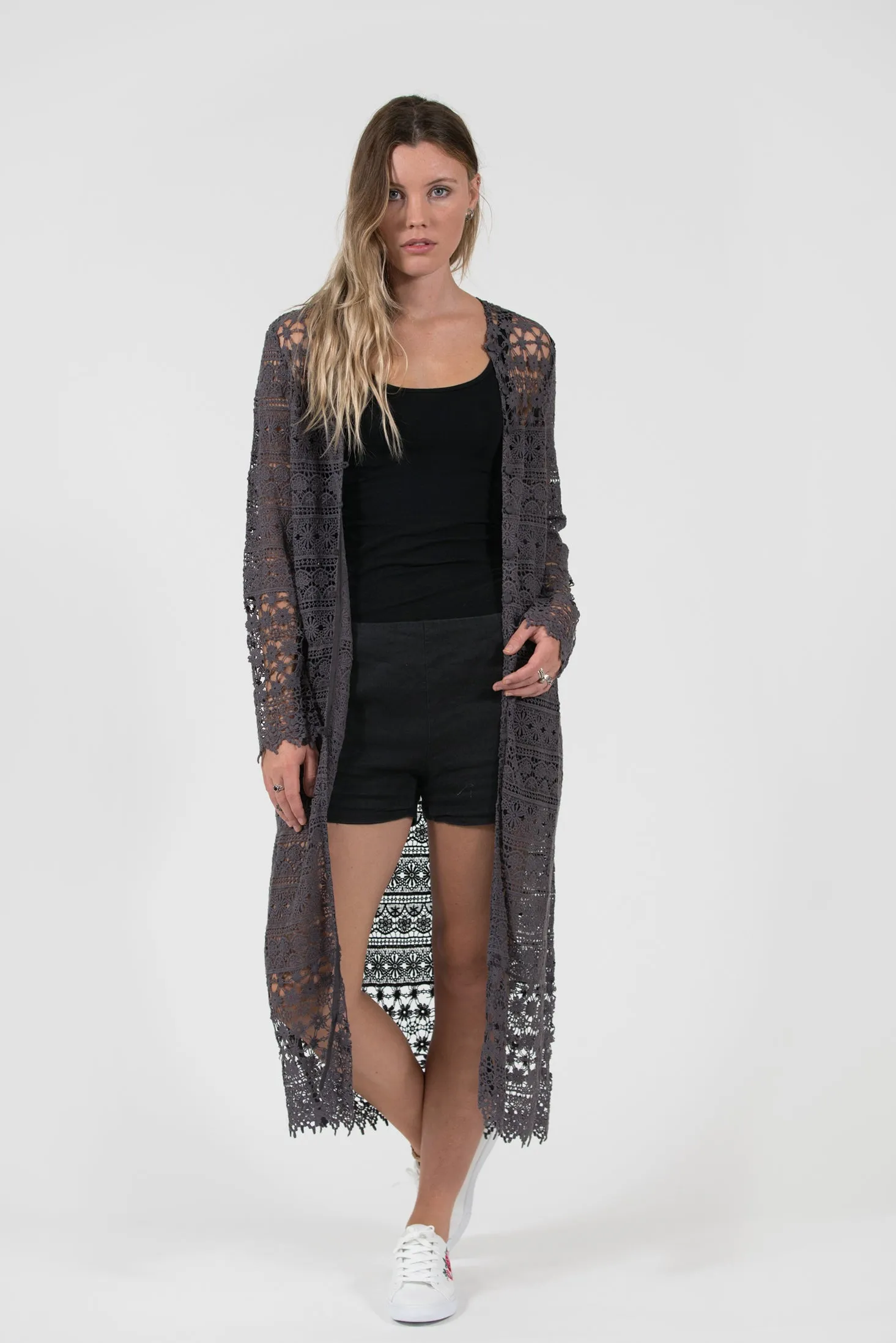 Quinns Lace Coat - Charcoal