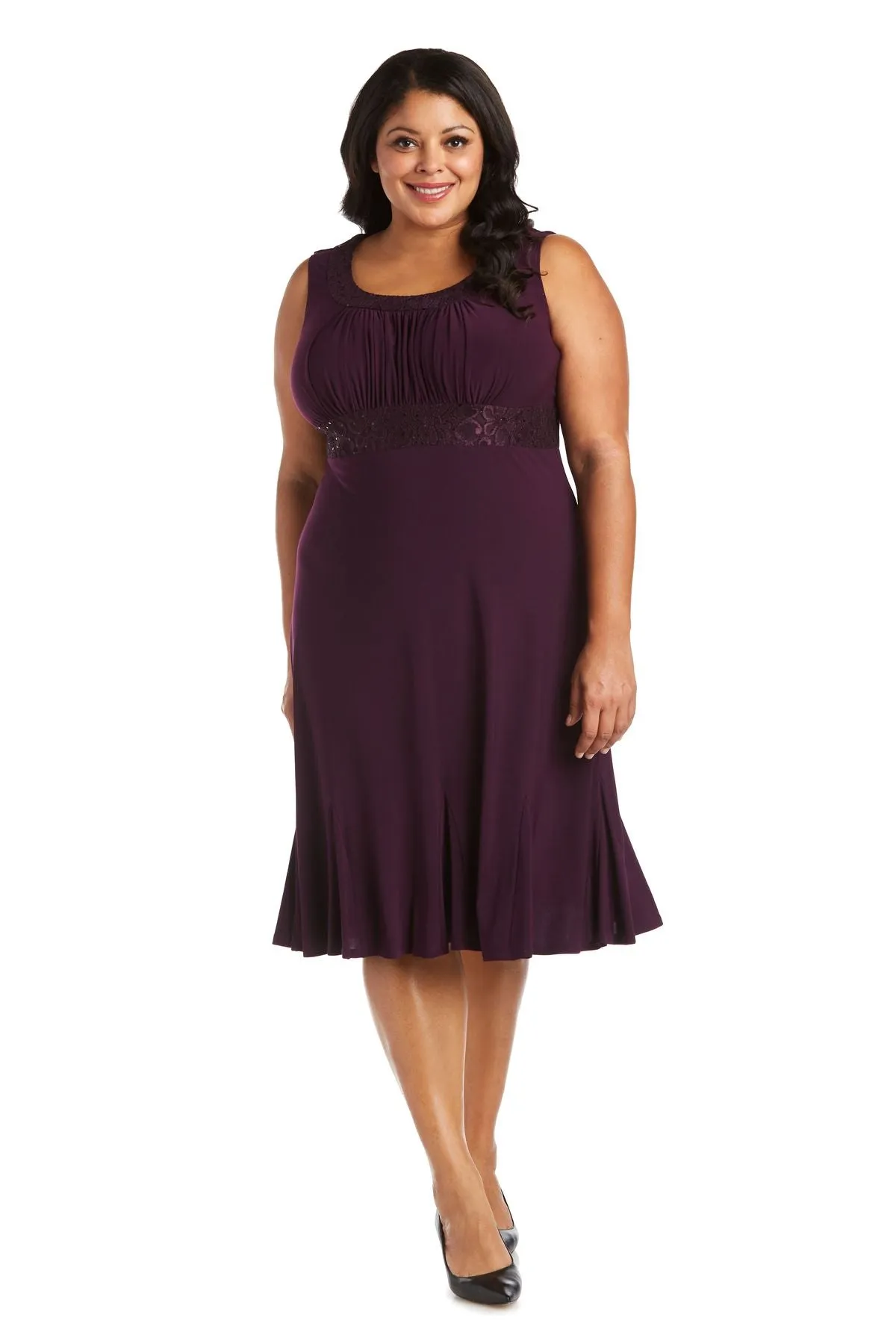 R&M Richards Plus Size Lace Sequin Jacket Dress