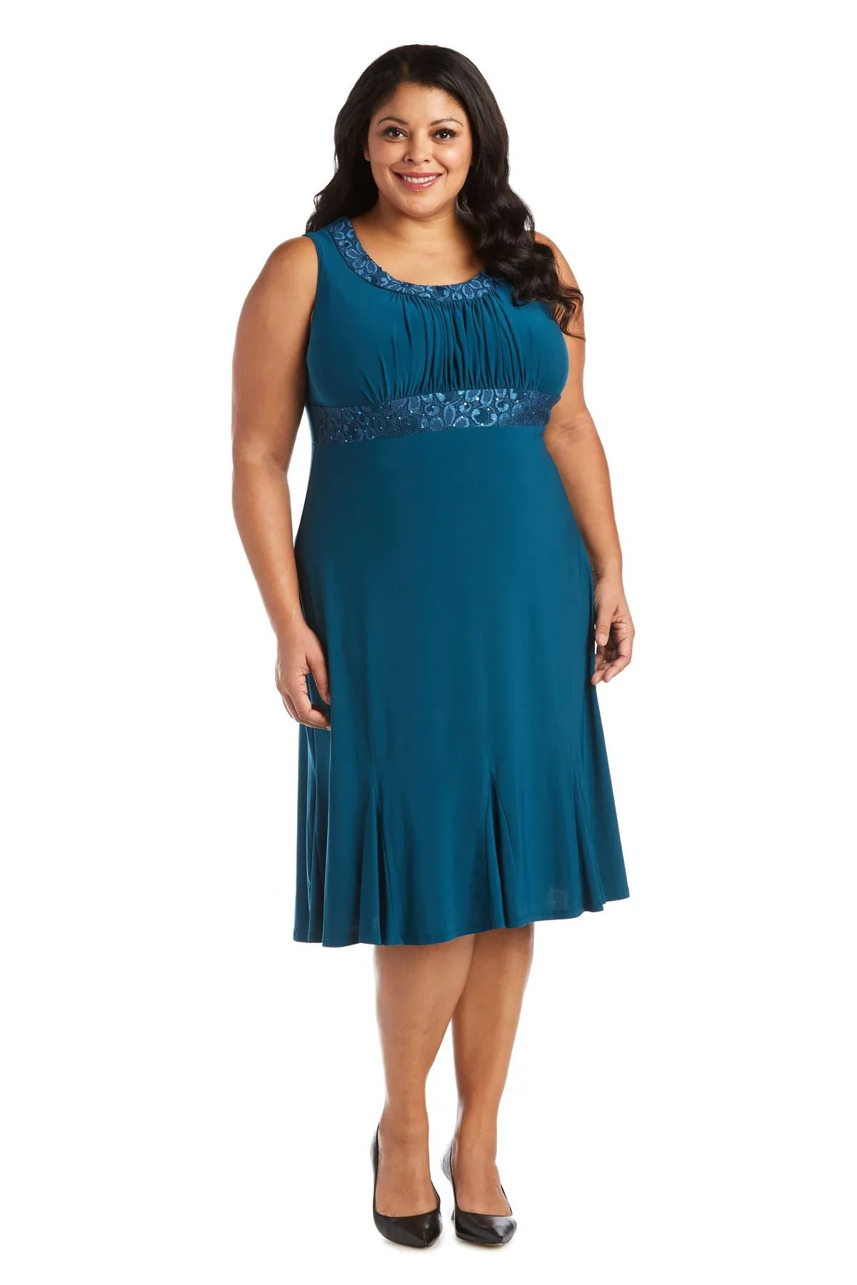R&M Richards Plus Size Lace Sequin Jacket Dress