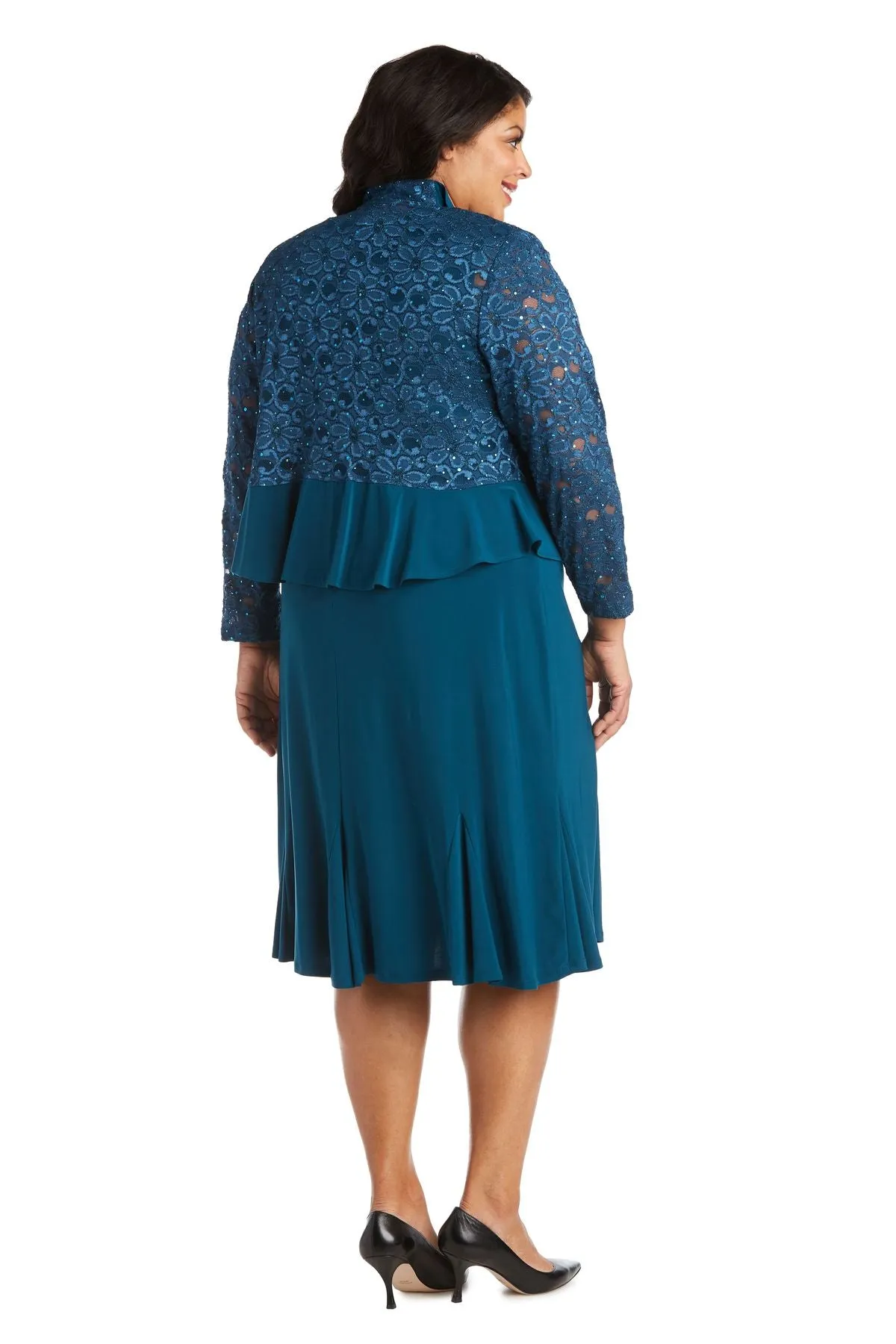 R&M Richards Plus Size Lace Sequin Jacket Dress
