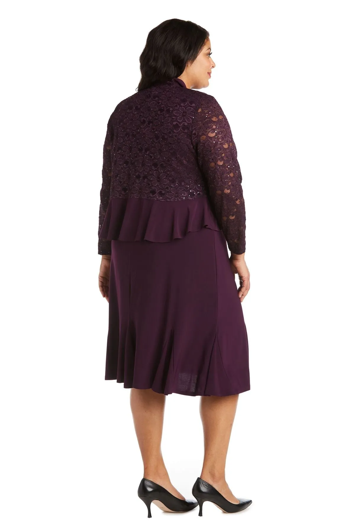 R&M Richards Plus Size Lace Sequin Jacket Dress