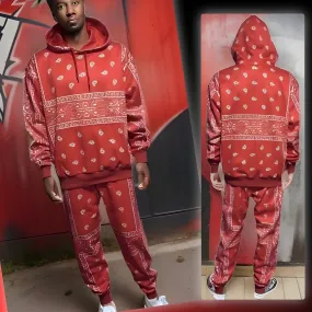 ^RED BANDANA^ JOGGER SWEATSUITS (FLEECY SOFT LINED)