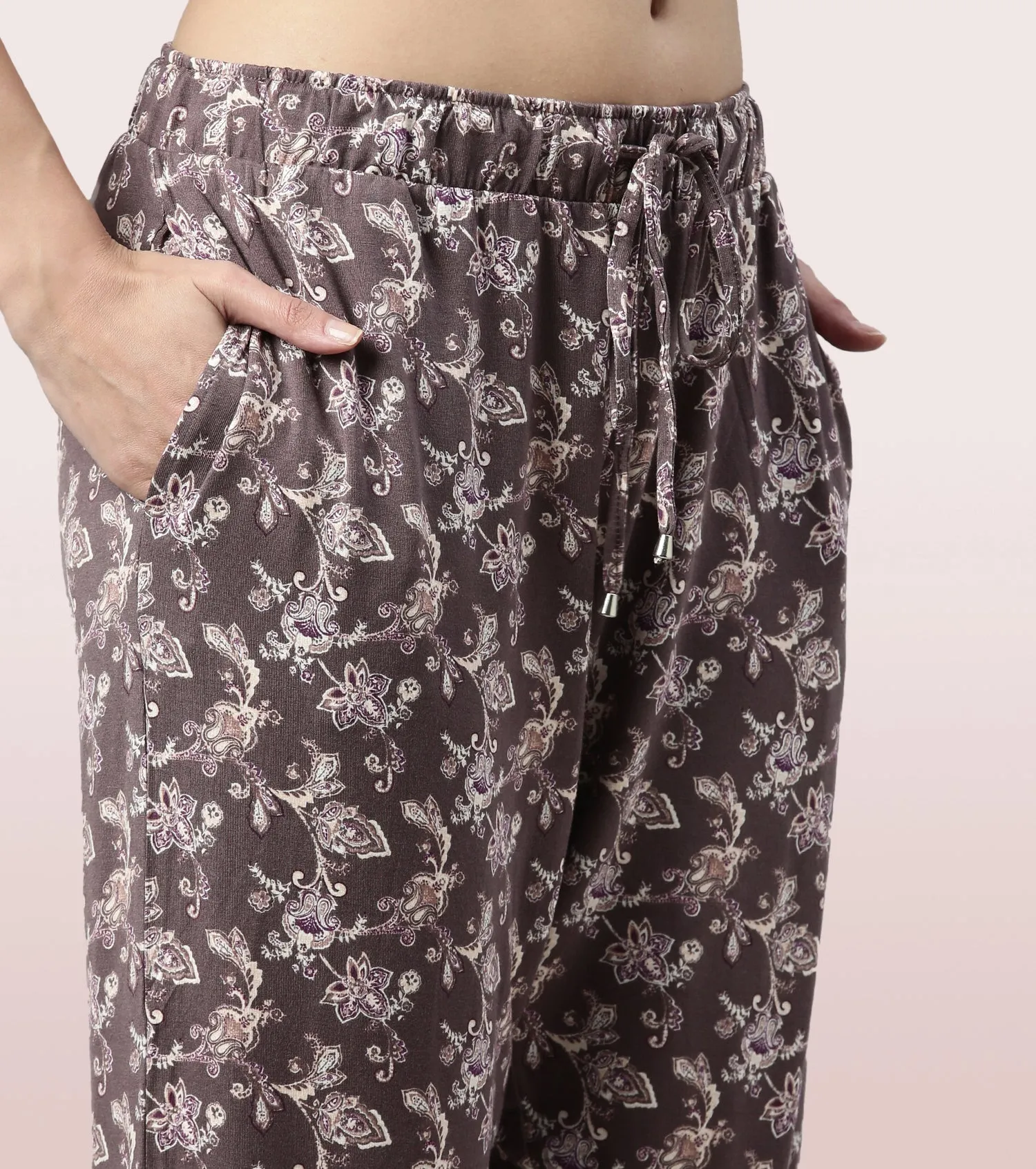Shop-In Pants - Tapered Lounge Pants With Self Fabric Drawstring With Metal Ends