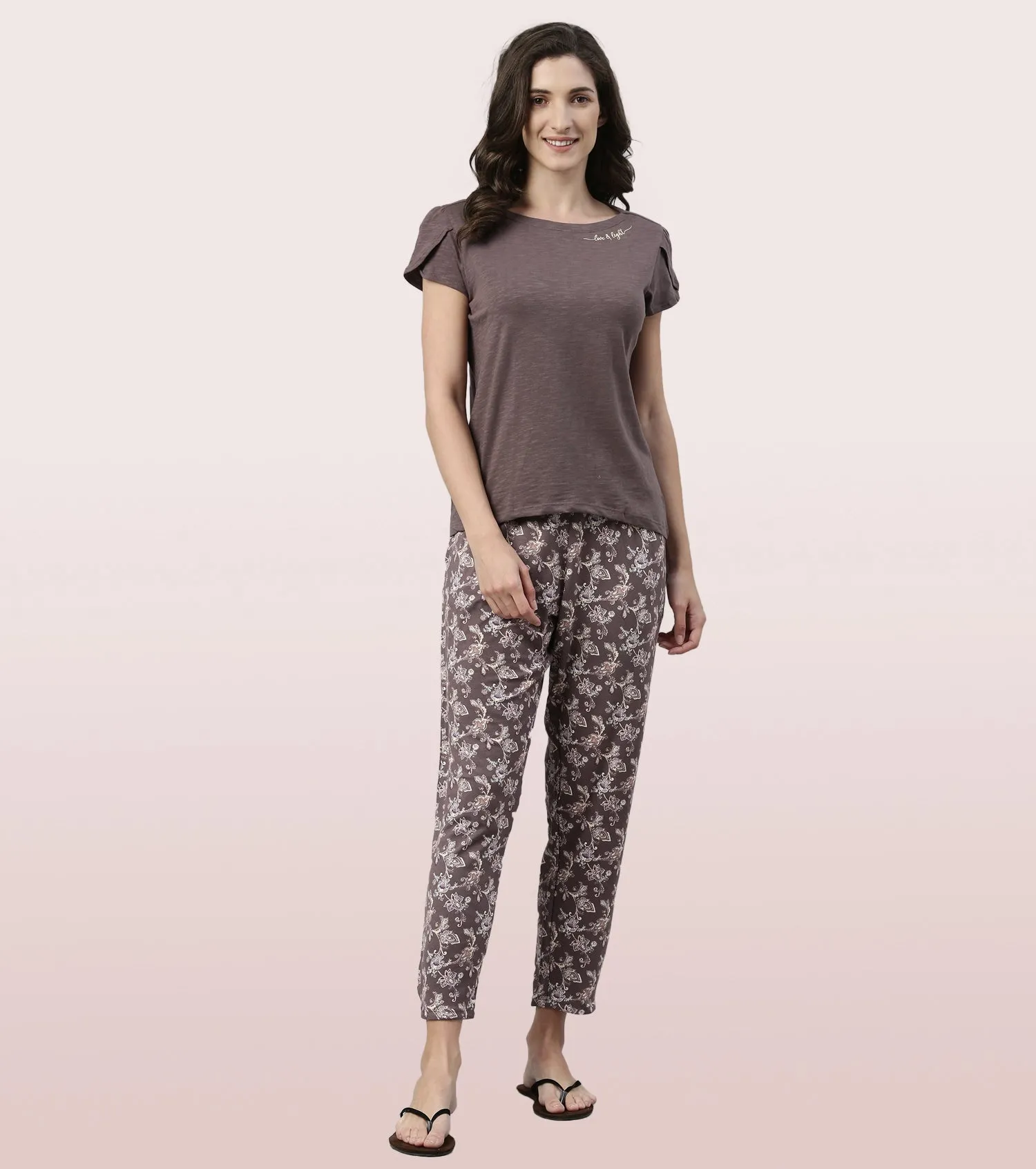 Shop-In Pants - Tapered Lounge Pants With Self Fabric Drawstring With Metal Ends
