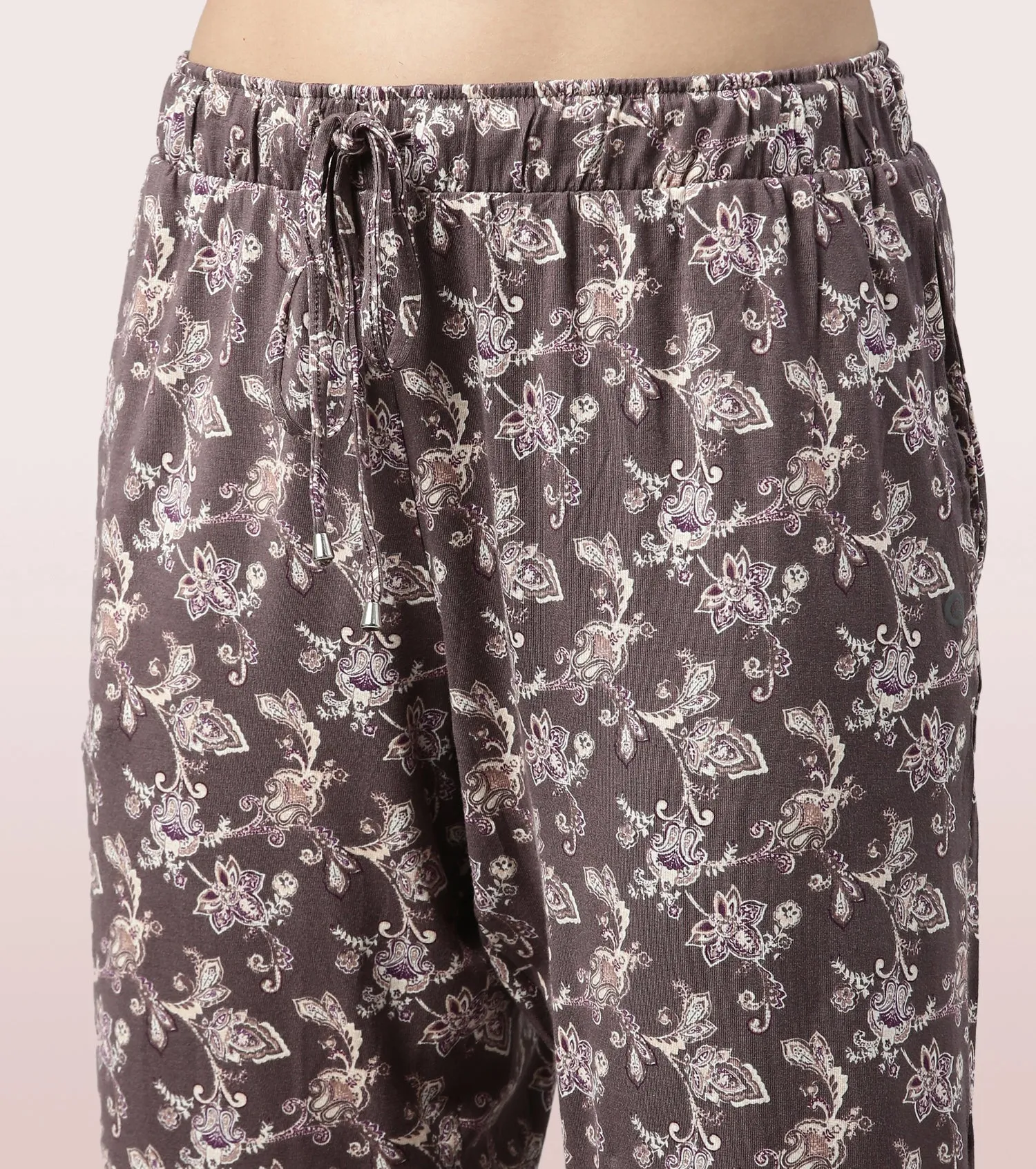 Shop-In Pants - Tapered Lounge Pants With Self Fabric Drawstring With Metal Ends